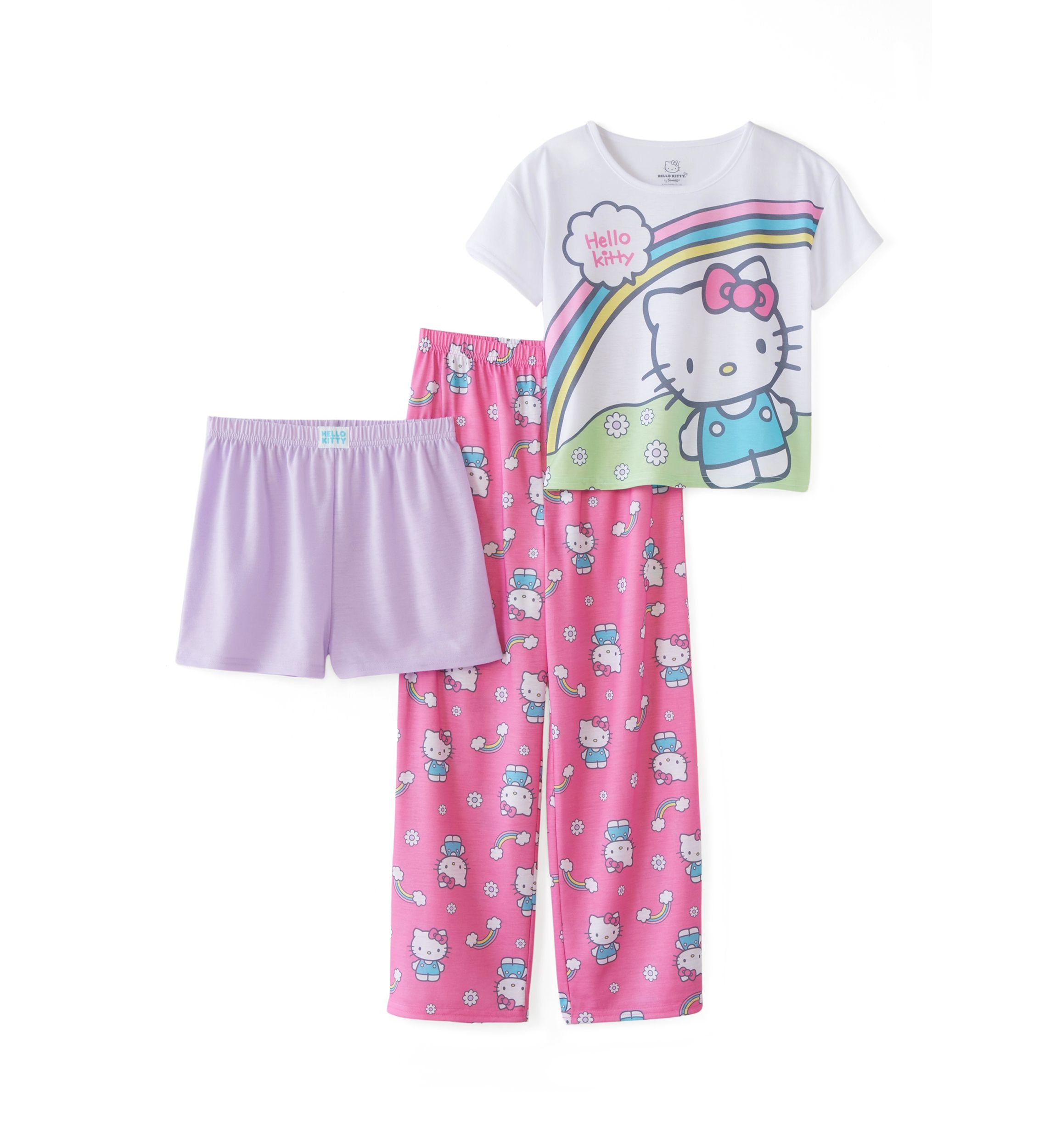 Girls 4-10 3 Piece Hello Kitty Pajama Set