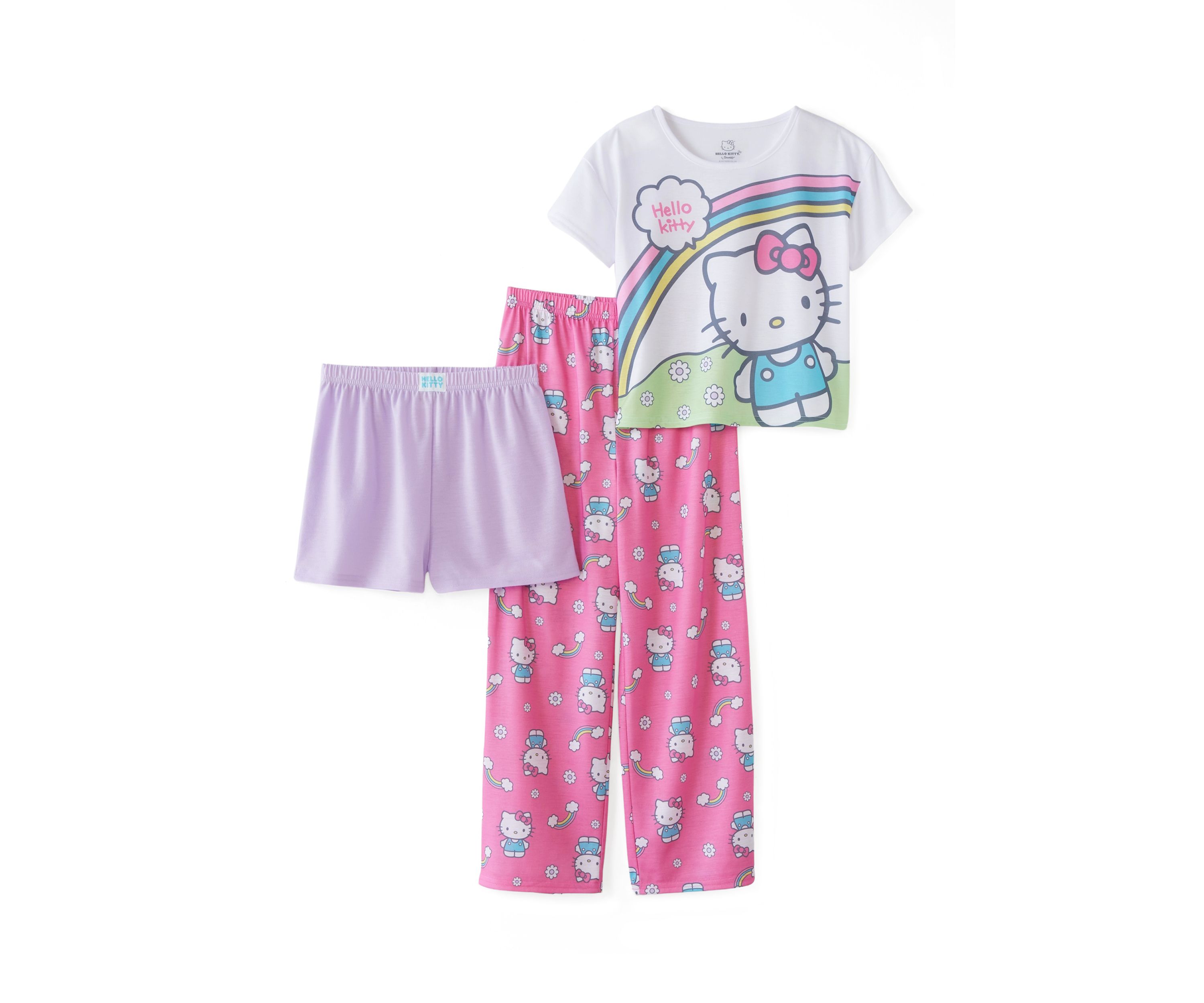 Girls 4-10 3 Piece Hello Kitty Pajama Set