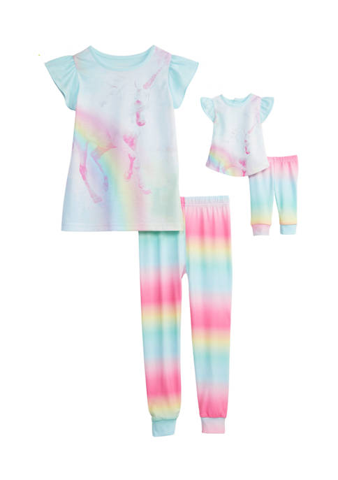 Girls 4-6x Pajama Set with Matching Doll Set