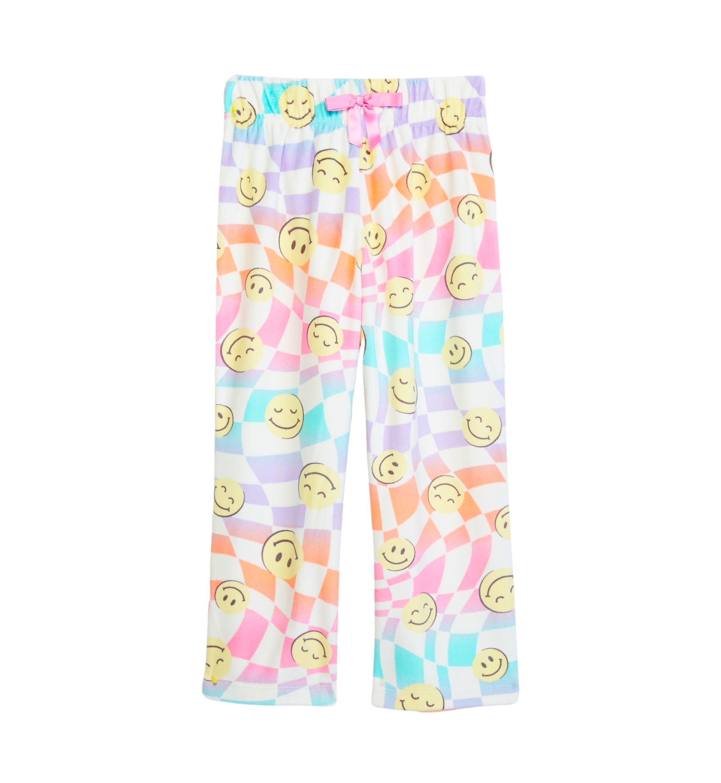 Girls Wavy Emoji Printed Pajama Pants