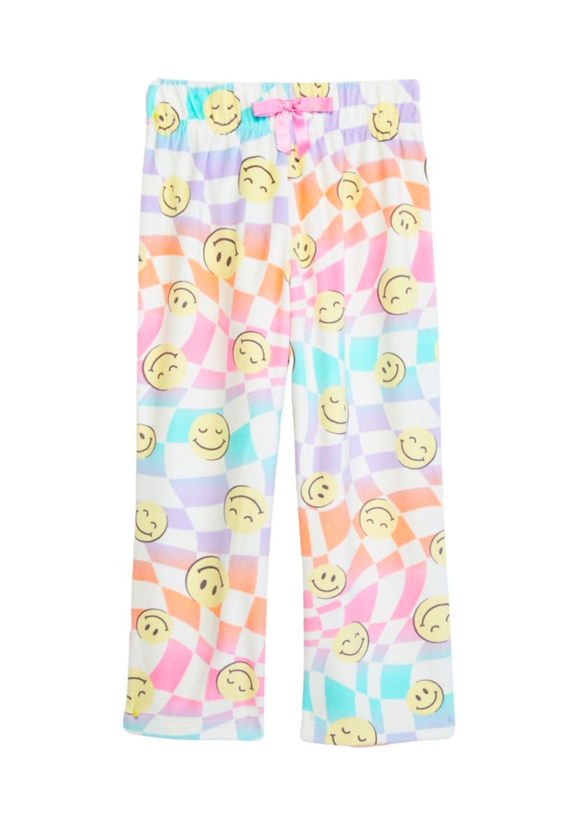 Girls Wavy Emoji Printed Pajama Pants