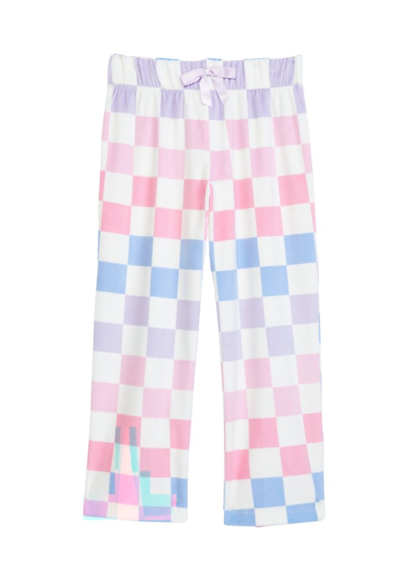 Girls Multi Check Printed Pajama Pants