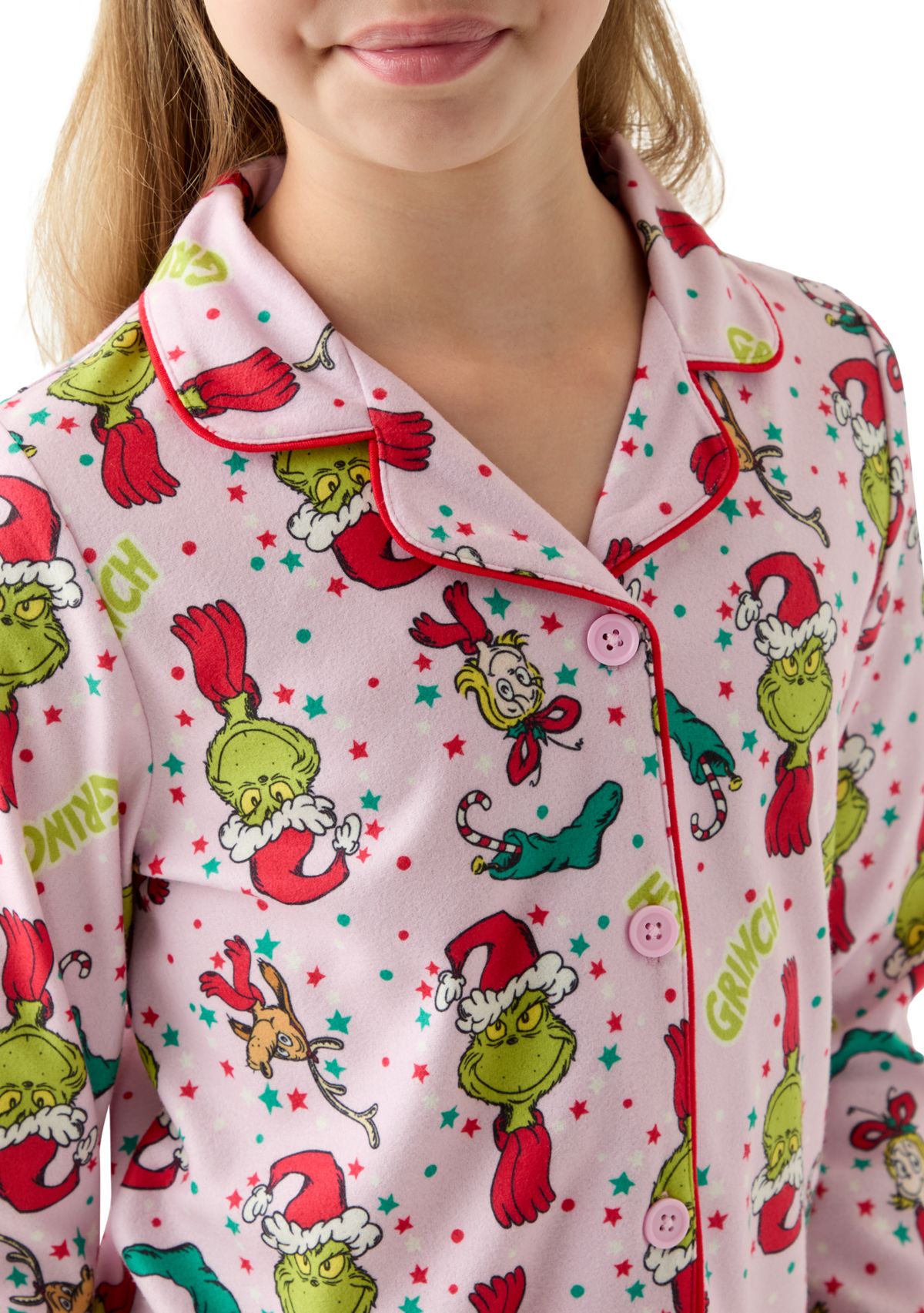 Girls 4-6x Pink Grinch Pajama Set