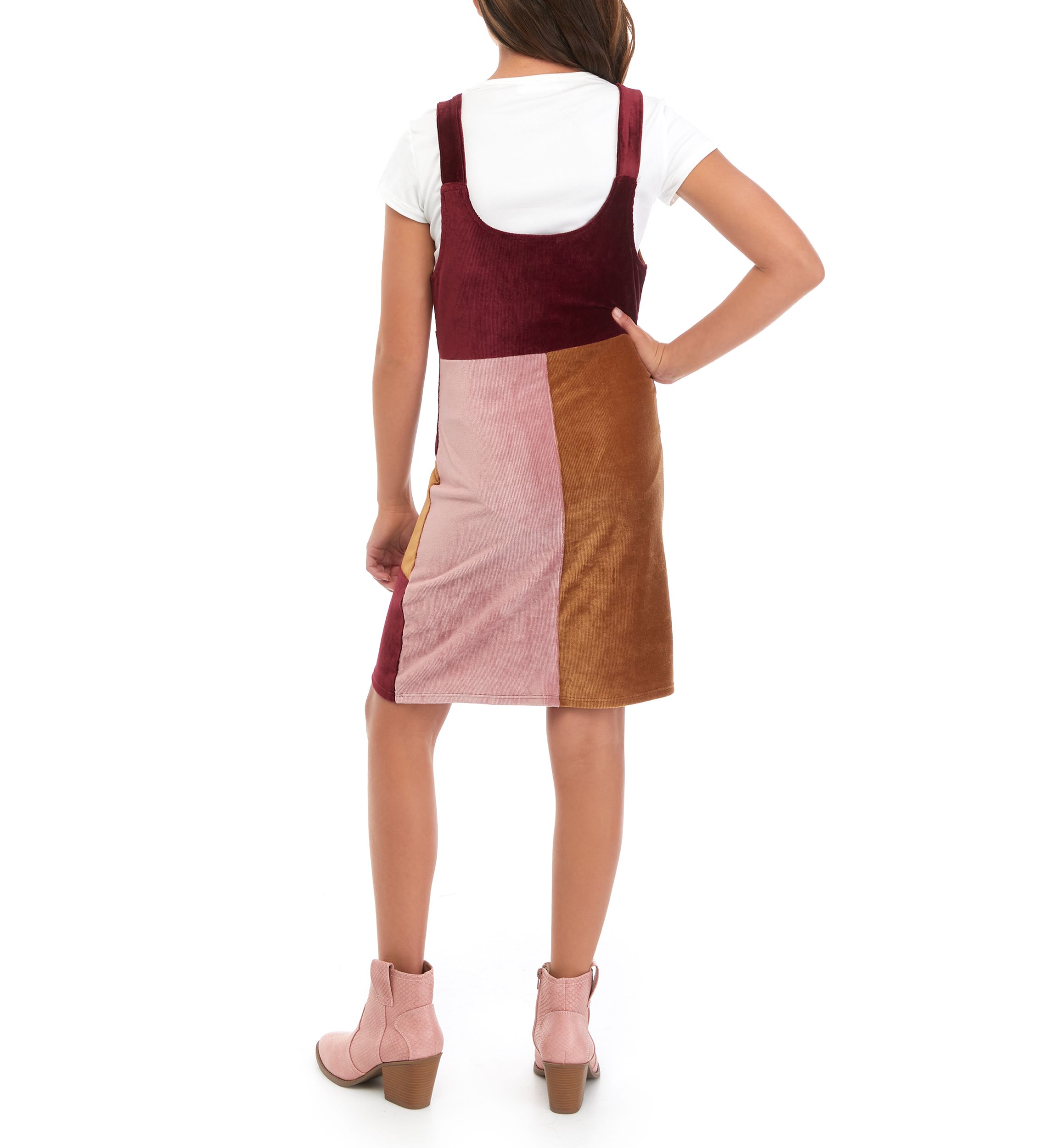 Girls 7-16 Patchwork Corduroy Jumper Dress
