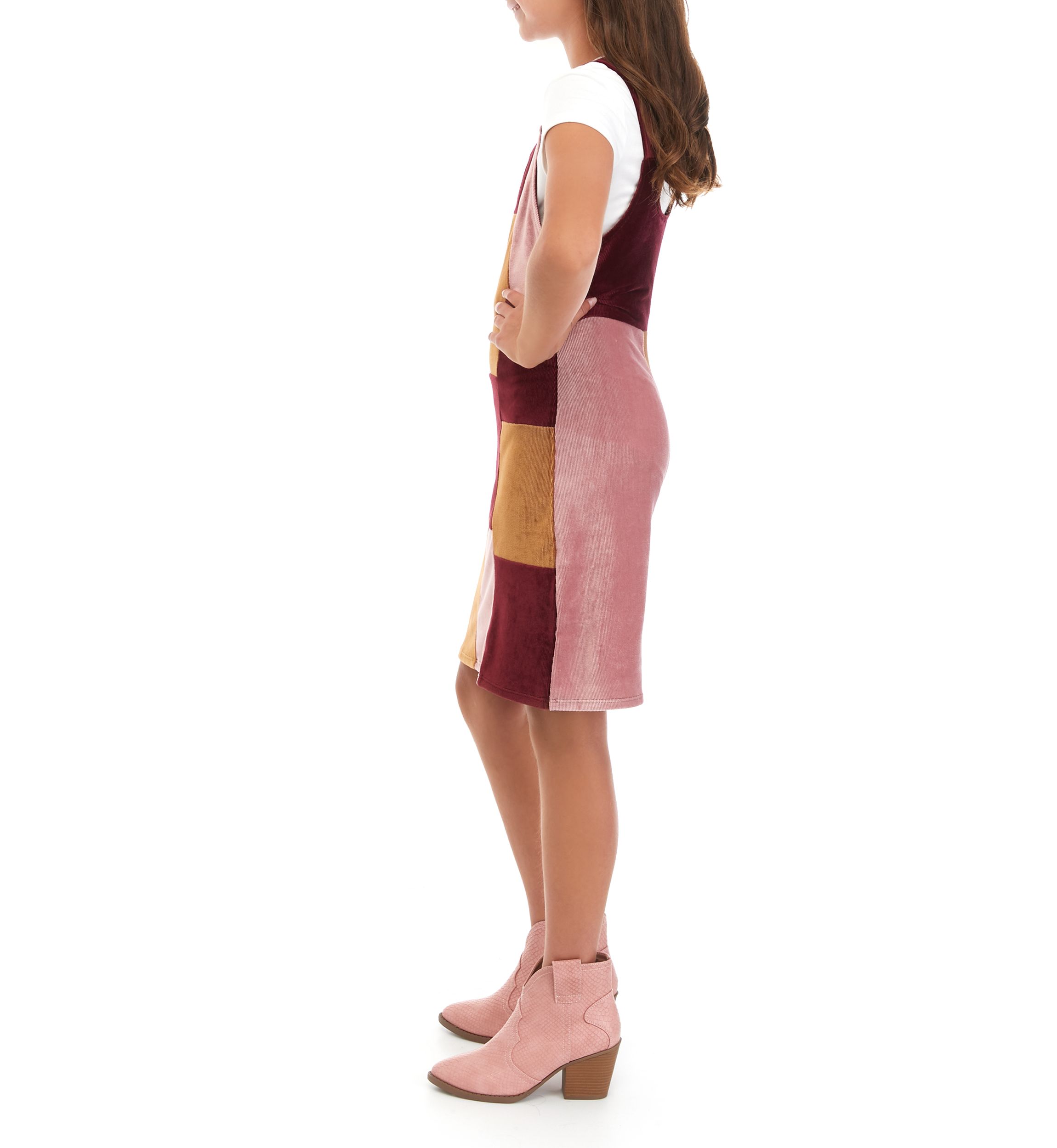 Girls 7-16 Patchwork Corduroy Jumper Dress