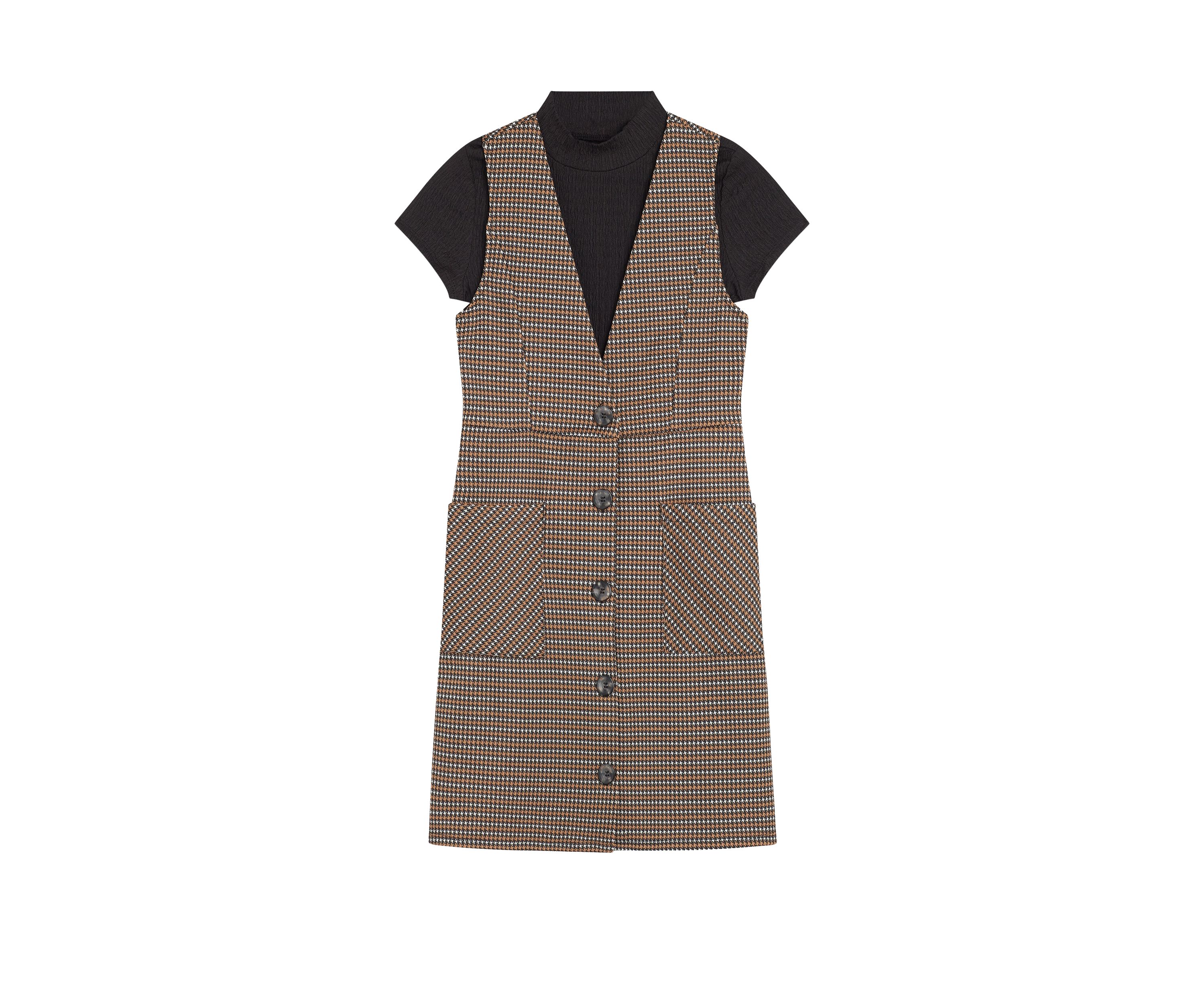 Girls 7-16 Plaid Bodysuit and Jumper Dress Set