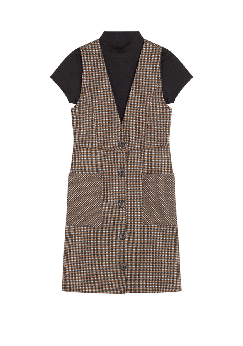 Girls 7-16 Plaid Bodysuit and Jumper Dress Set