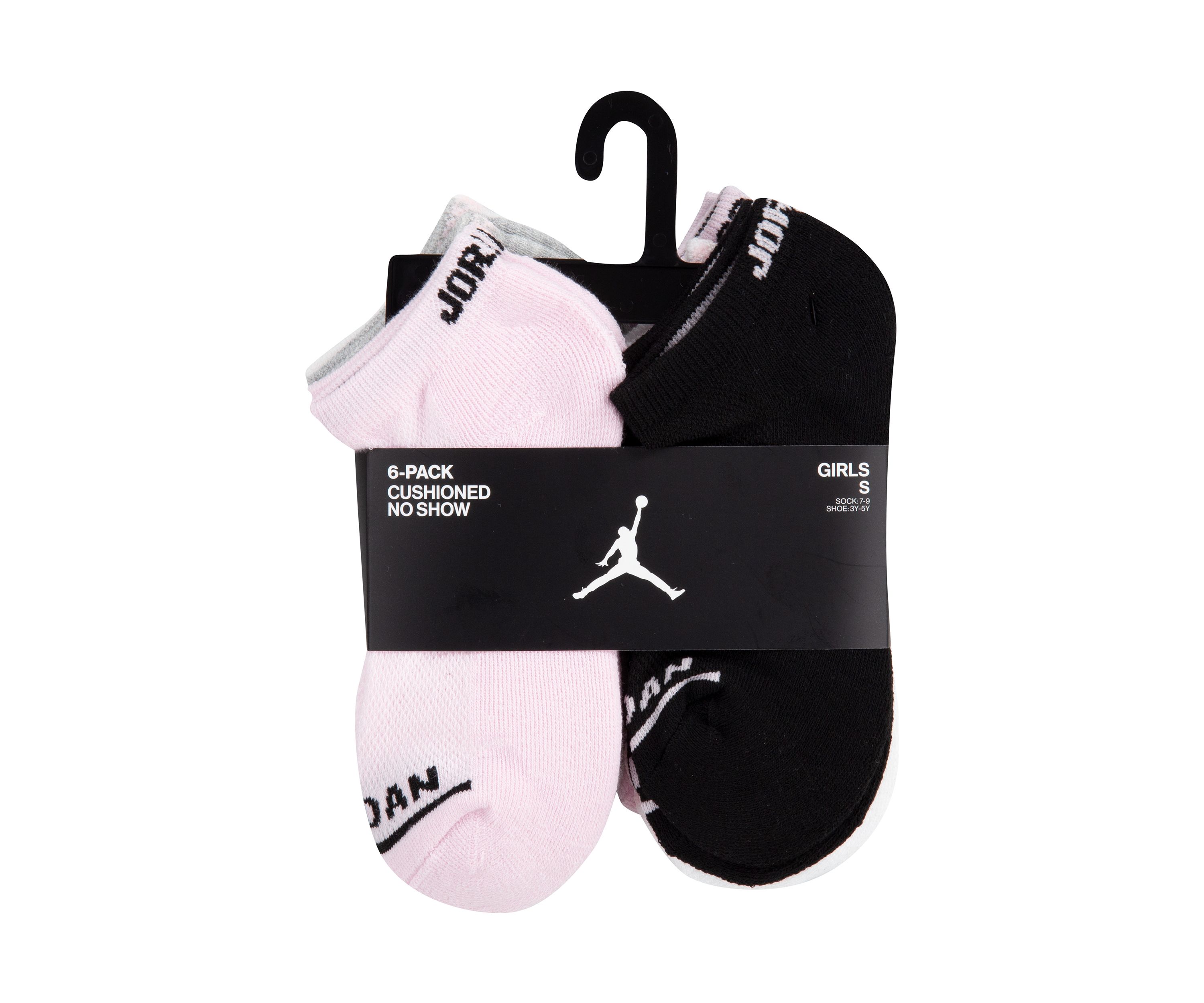 Girls Jordan No Show Socks - 6 Pack 