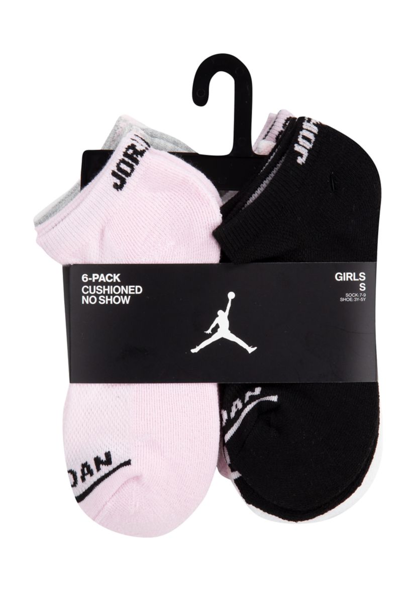 Girls Jordan No Show Socks - 6 Pack 