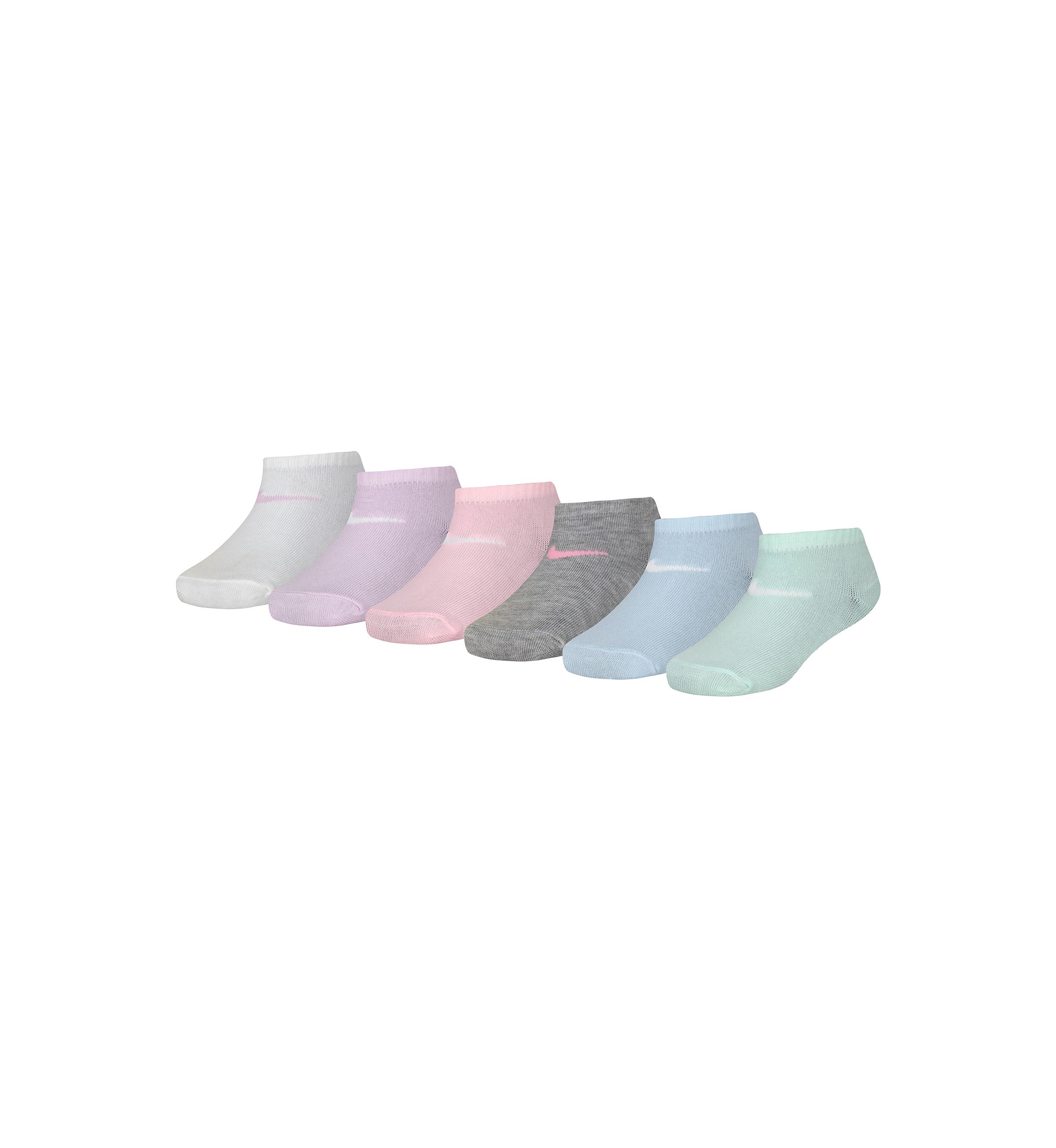 Girls Set of 6 Metallic Swoosh Low Socks