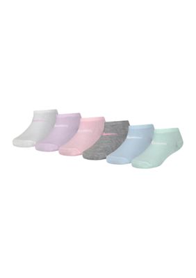 Nike Girls Set of 6 Metallic Swoosh Low Socks, 5 - 7