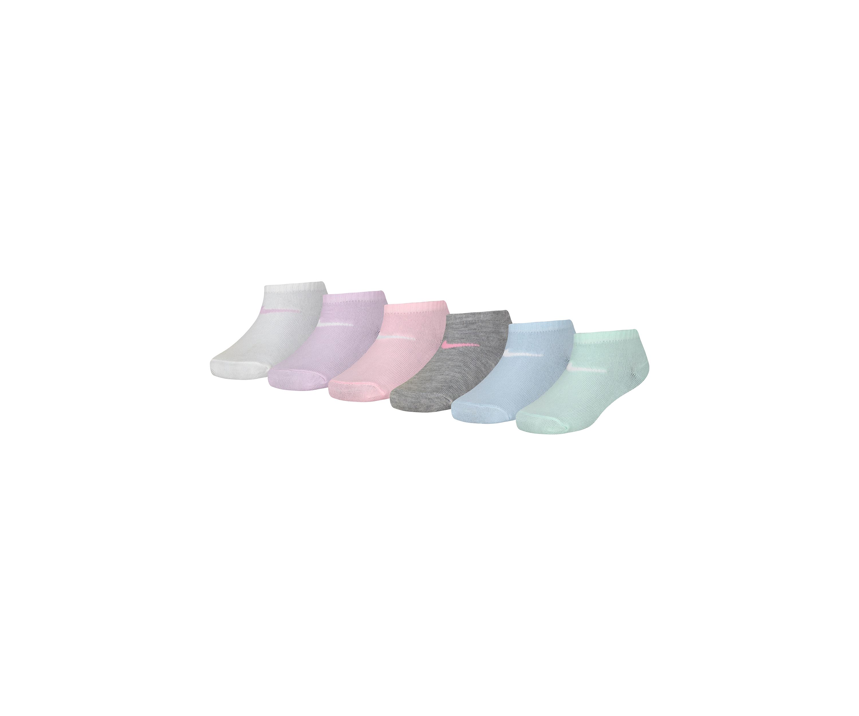 Girls Set of 6 Metallic Swoosh Low Socks