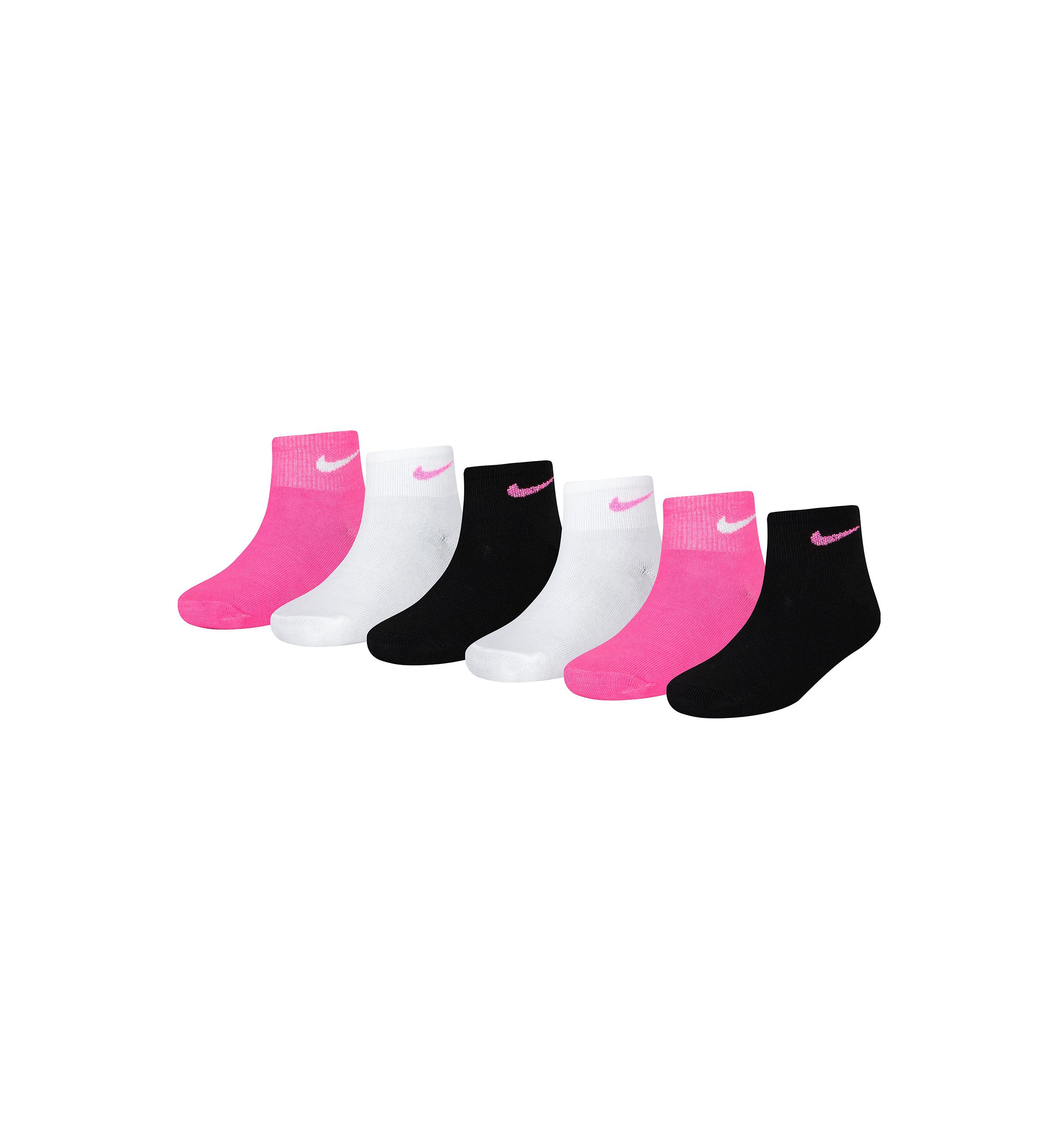 Girls Metallic Swoosh Quarter Socks - 6 Pack