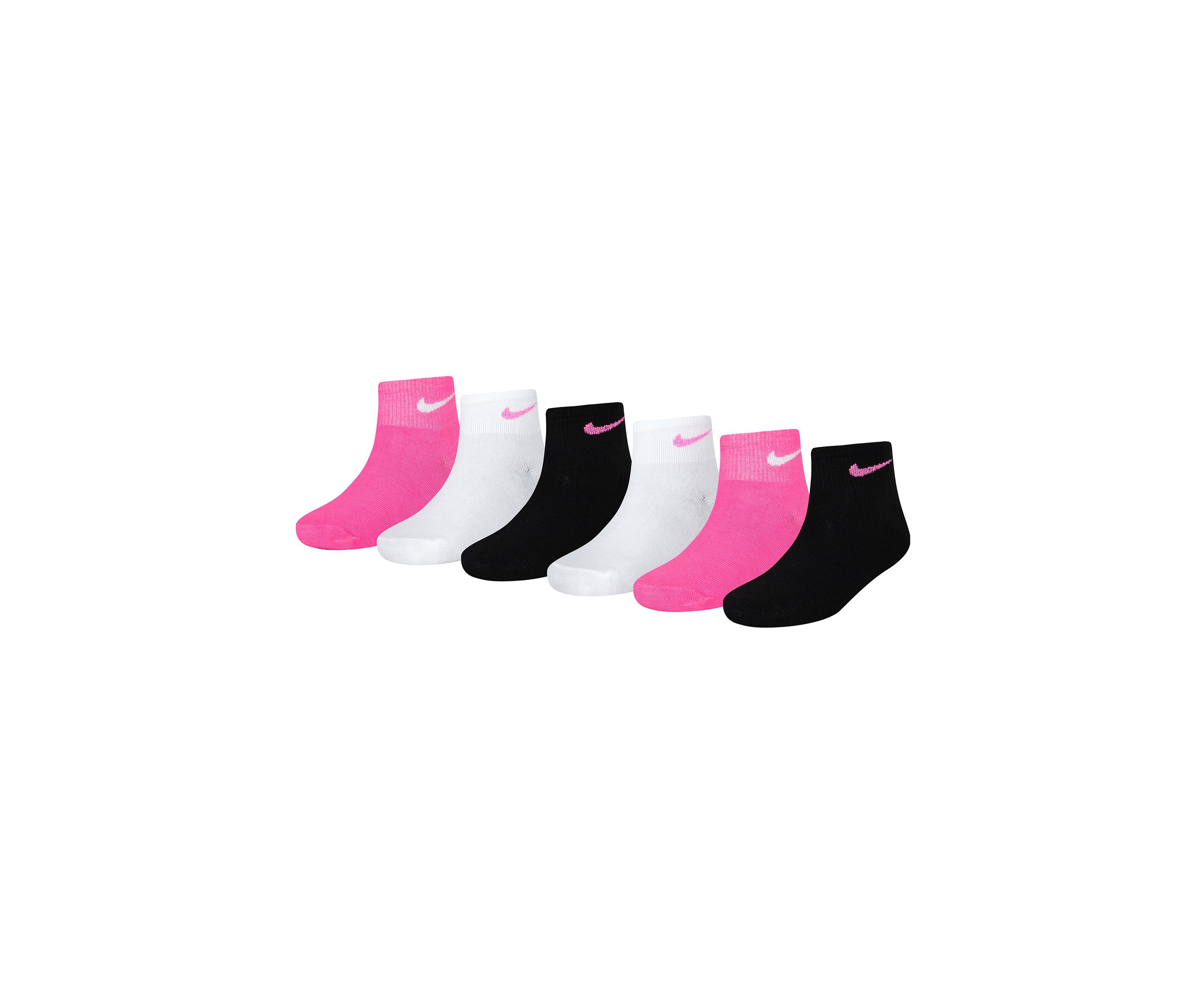 Girls Metallic Swoosh Quarter Socks - 6 Pack