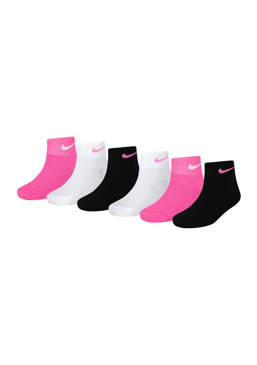 Girls Metallic Swoosh Quarter Socks - 6 Pack