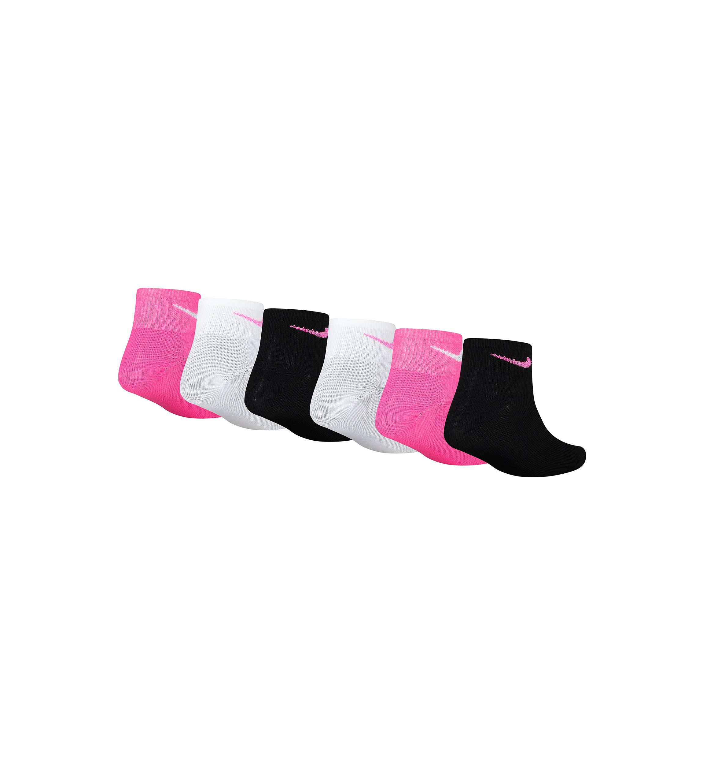 Girls Metallic Swoosh Quarter Socks - 6 Pack