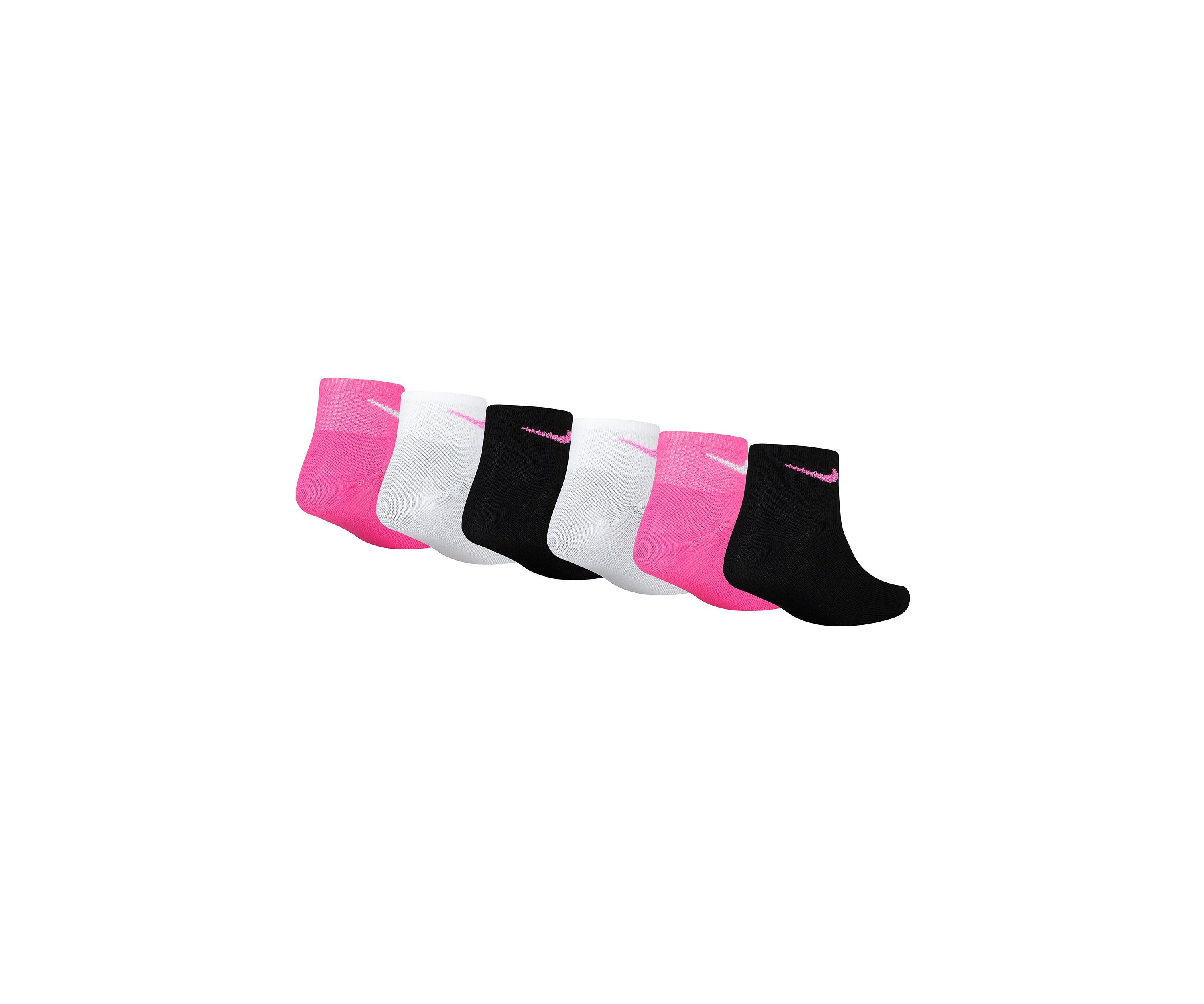Girls Metallic Swoosh Quarter Socks - 6 Pack