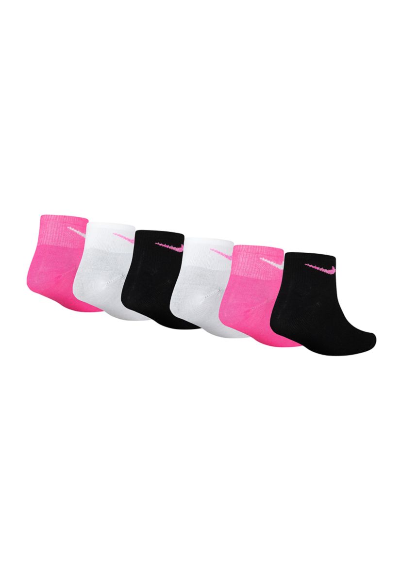 Girls Metallic Swoosh Quarter Socks - 6 Pack