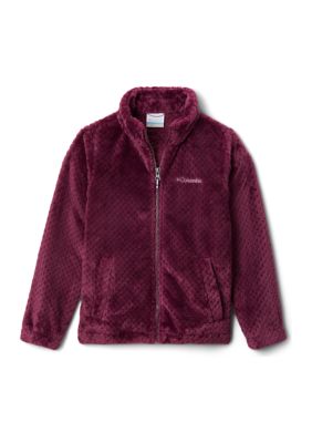 Girls' Polar Fleece Full-Zip Mock Jacket, Mauve, Small 