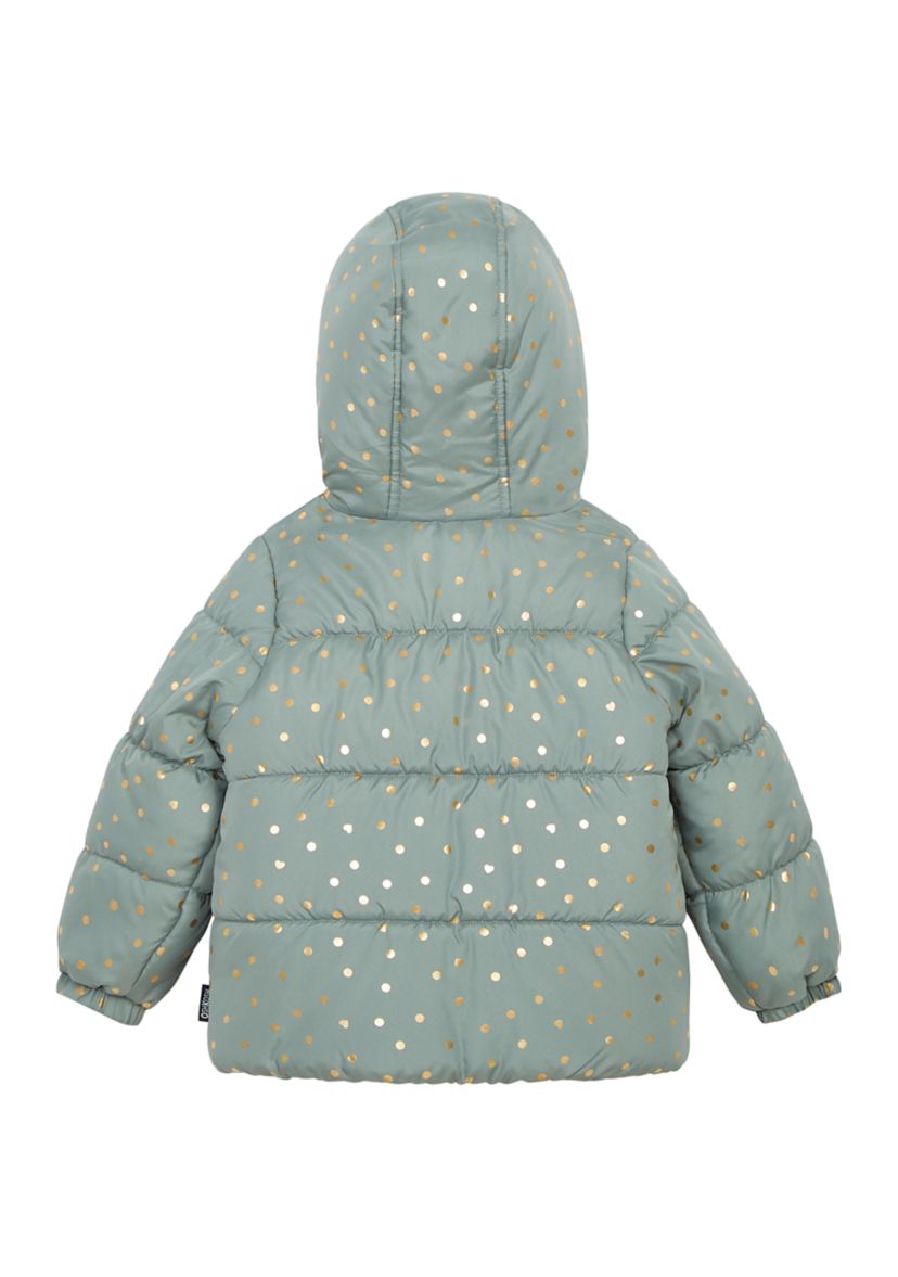 Girls 4-6 Foil Printed Puffer with Fur Coat