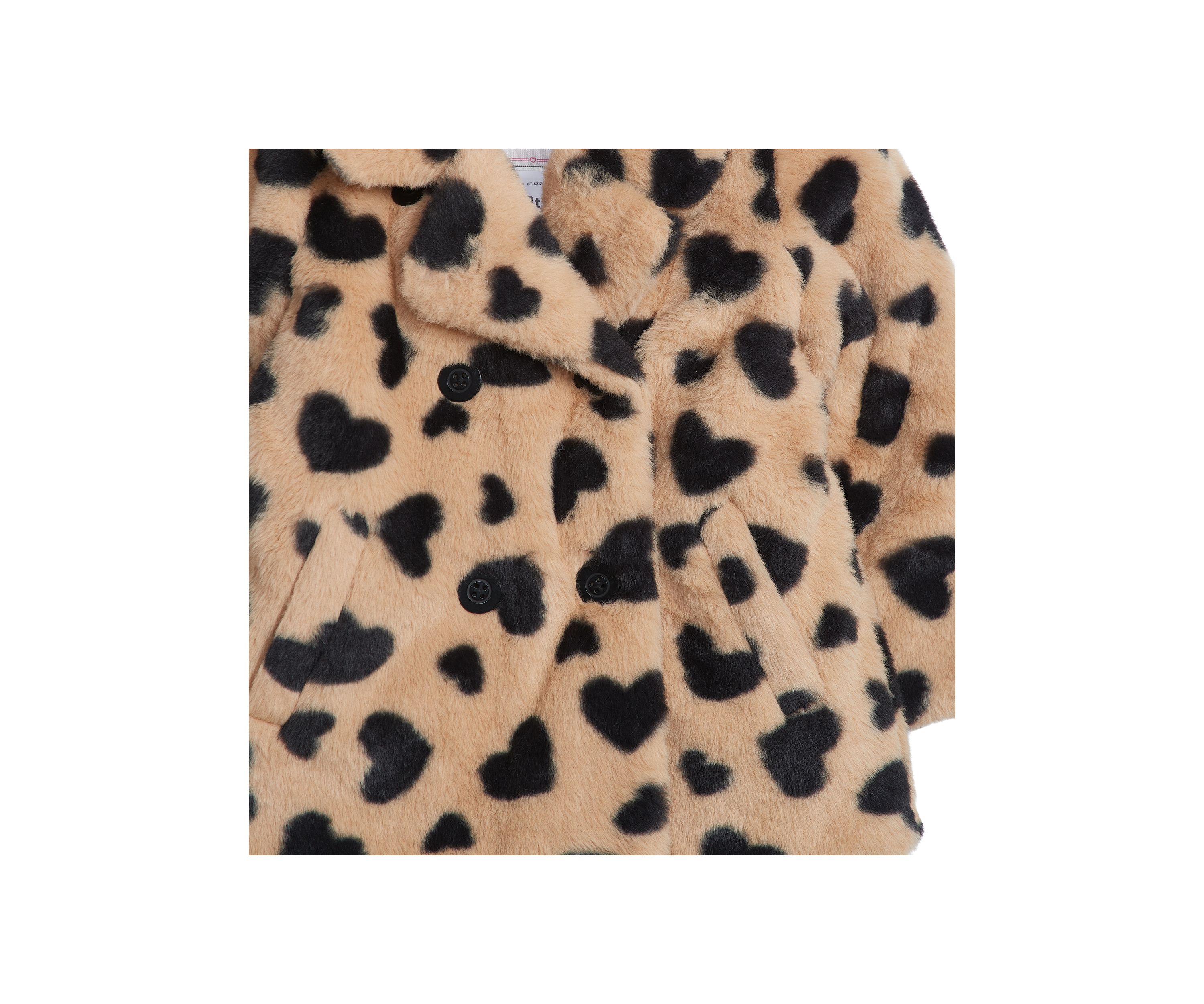 Girls 4-6x Faux Fur Heart Printed Coat