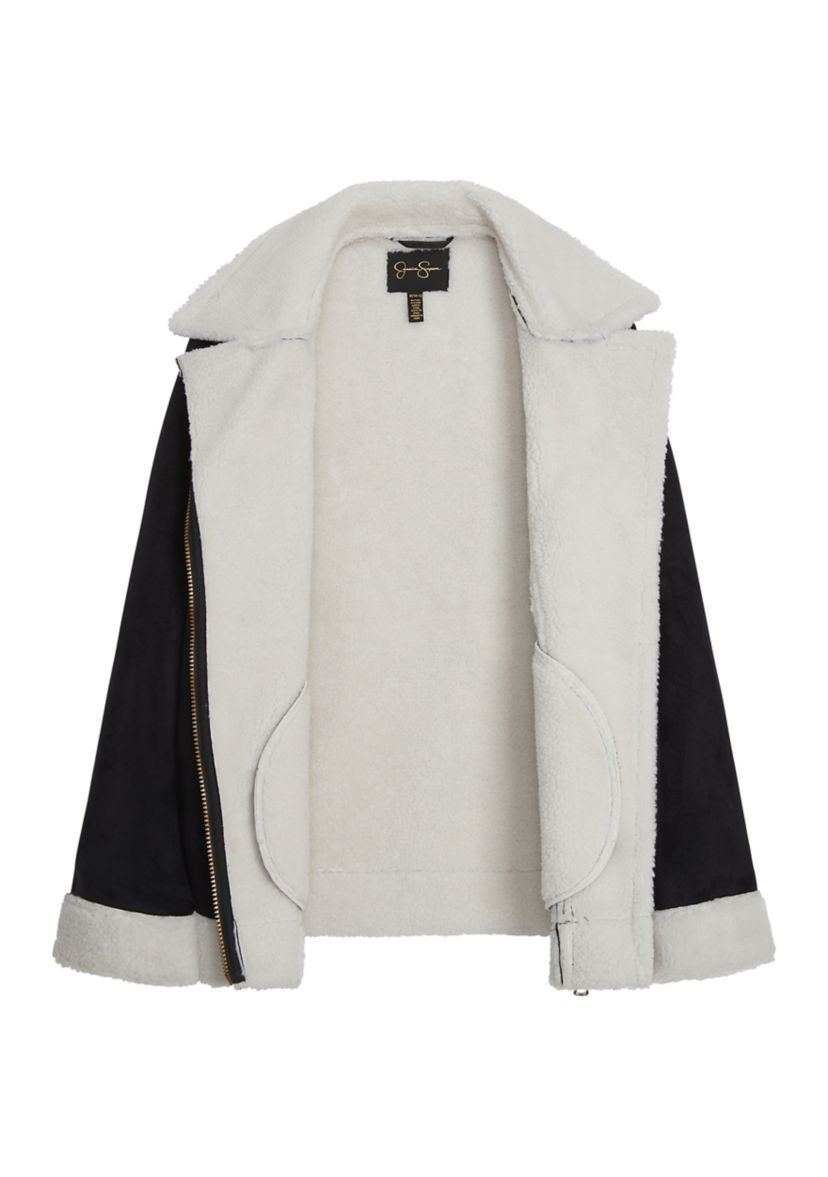 Girls 7-16 Faux Suede Moto Jacket