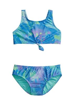 Breaking Waves Girls 7-16 2 Piece Printed Peplum Midkini Swimsuit | belk