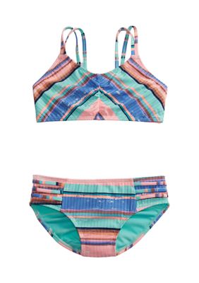 Breaking Waves Girls 7-16 2 Piece Textured Stripe Swimsuit | belk