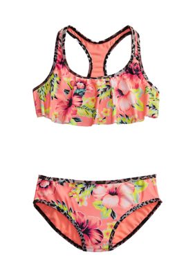 Breaking Waves Girls 7-16 2 Piece Mixed Print Swimsuit | belk