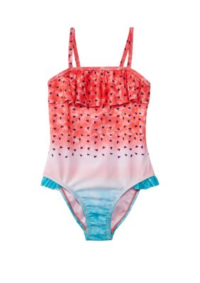 Breaking Waves Girls 7-16 One Piece Flounce Tropical Swimsuit - 7 / Multi