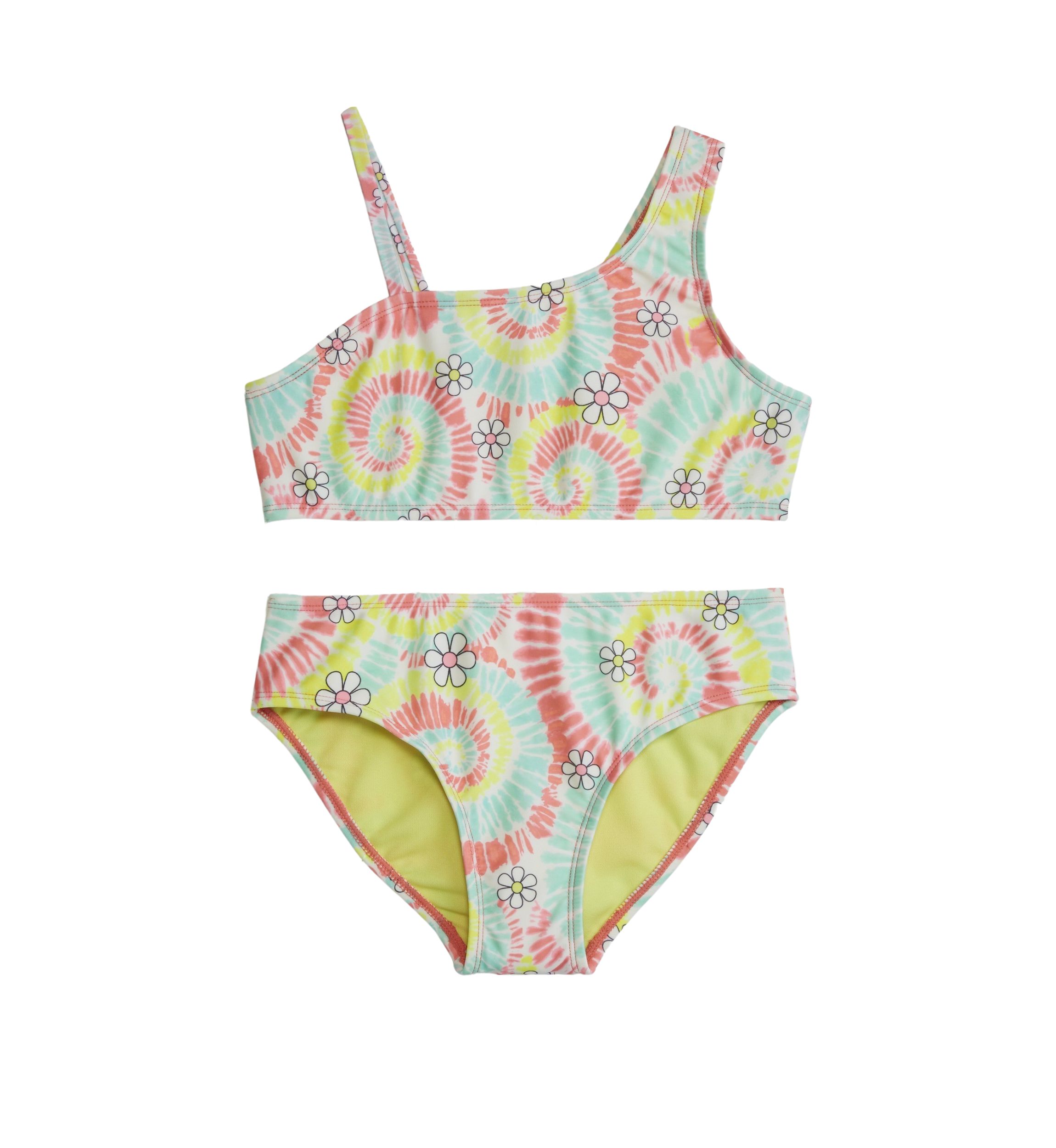 Girls 7-16 Asymmetrical Swim Top with Swim Bottoms