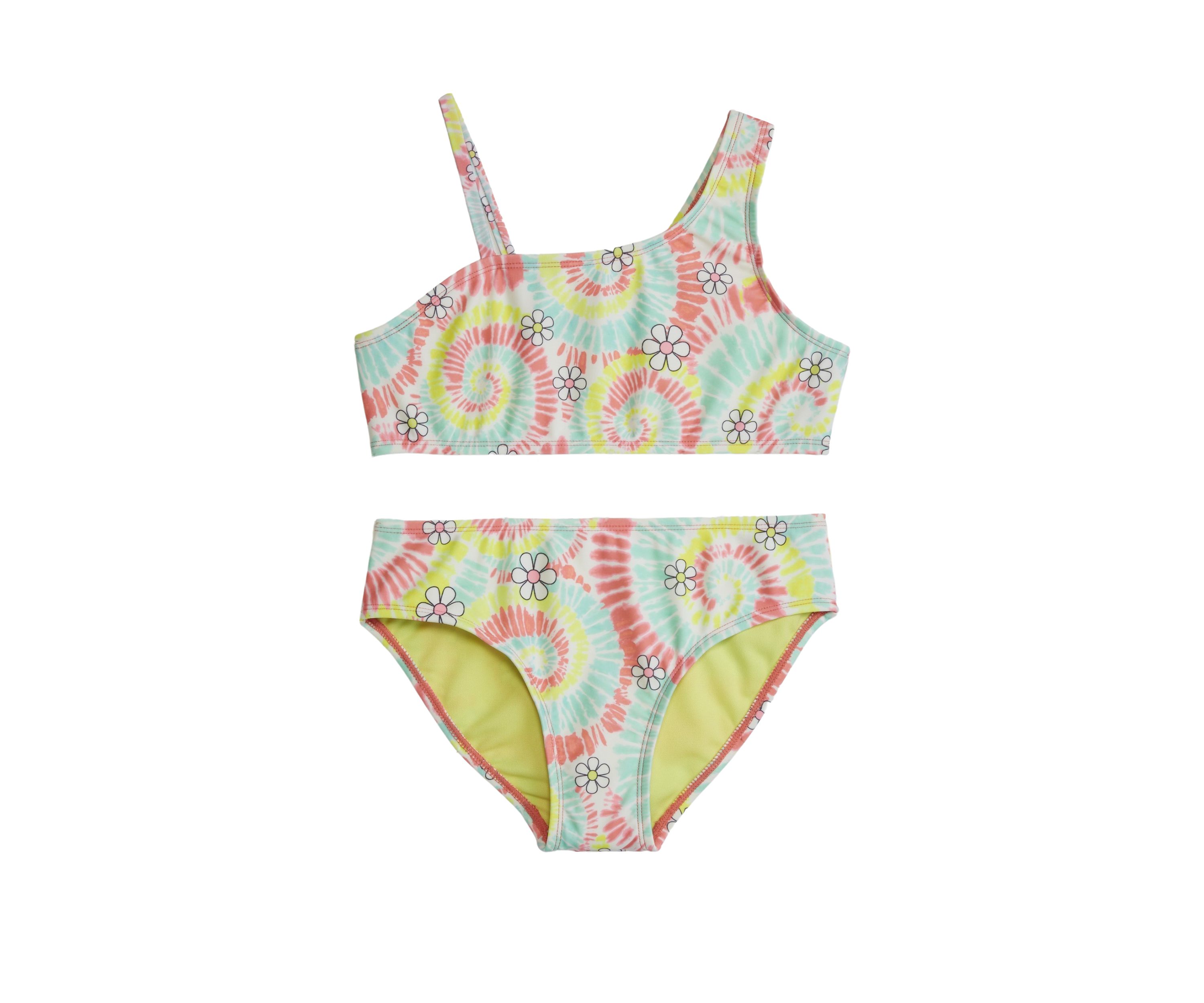 Girls 7-16 Asymmetrical Swim Top with Swim Bottoms