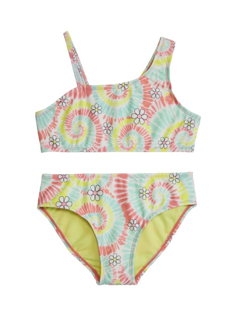 Girls 7-16 Asymmetrical Swim Top with Swim Bottoms