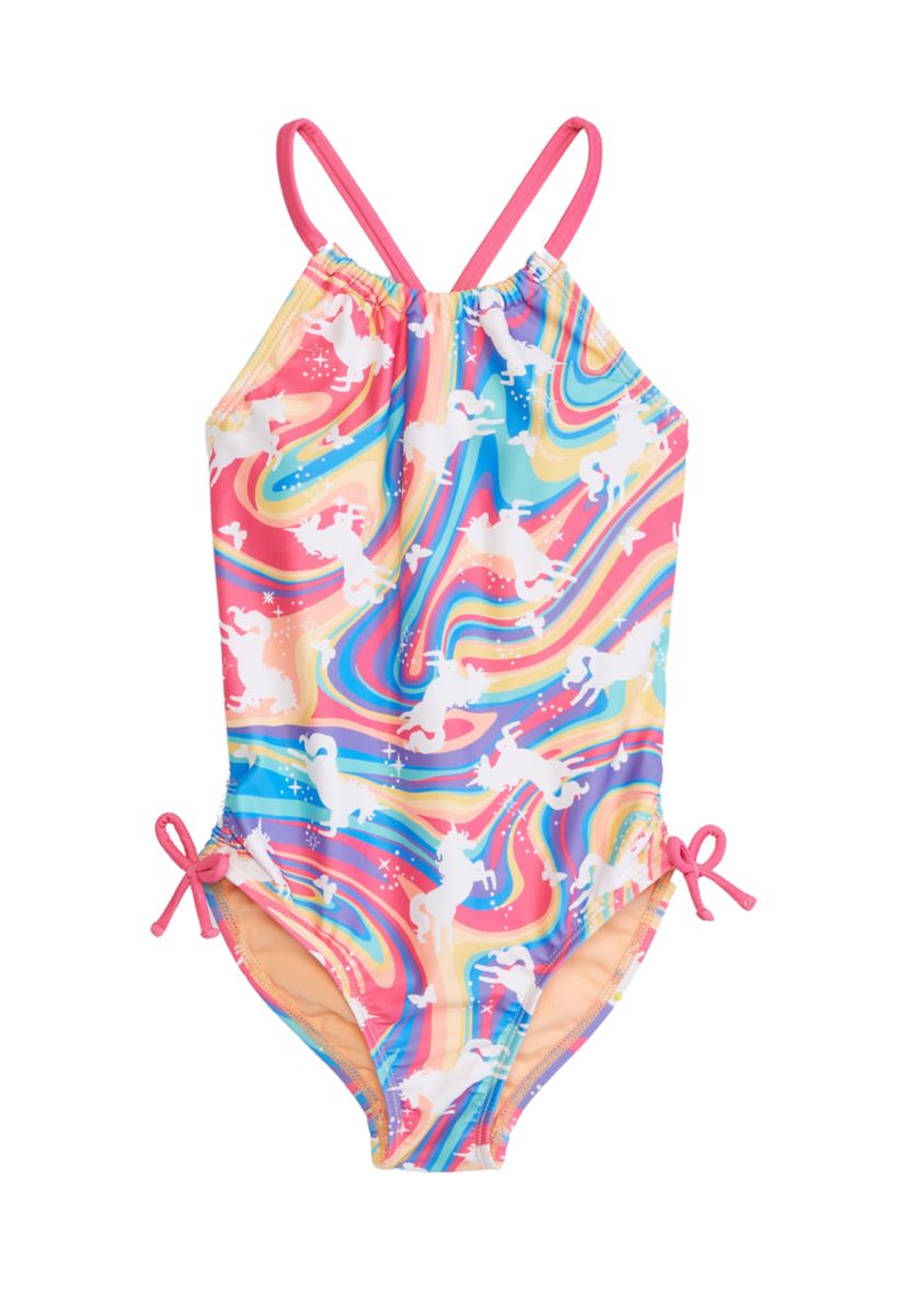Girls 4-6x One Piece Side Shirred Swimsuit