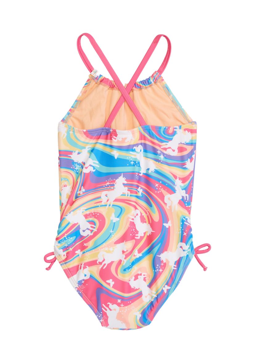 Girls 4-6x One Piece Side Shirred Swimsuit