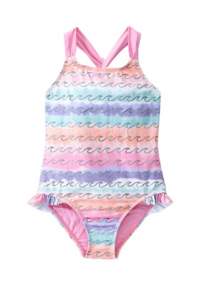 Breaking Waves Girls 4-6x Ruffle Printed Swimsuit | belk