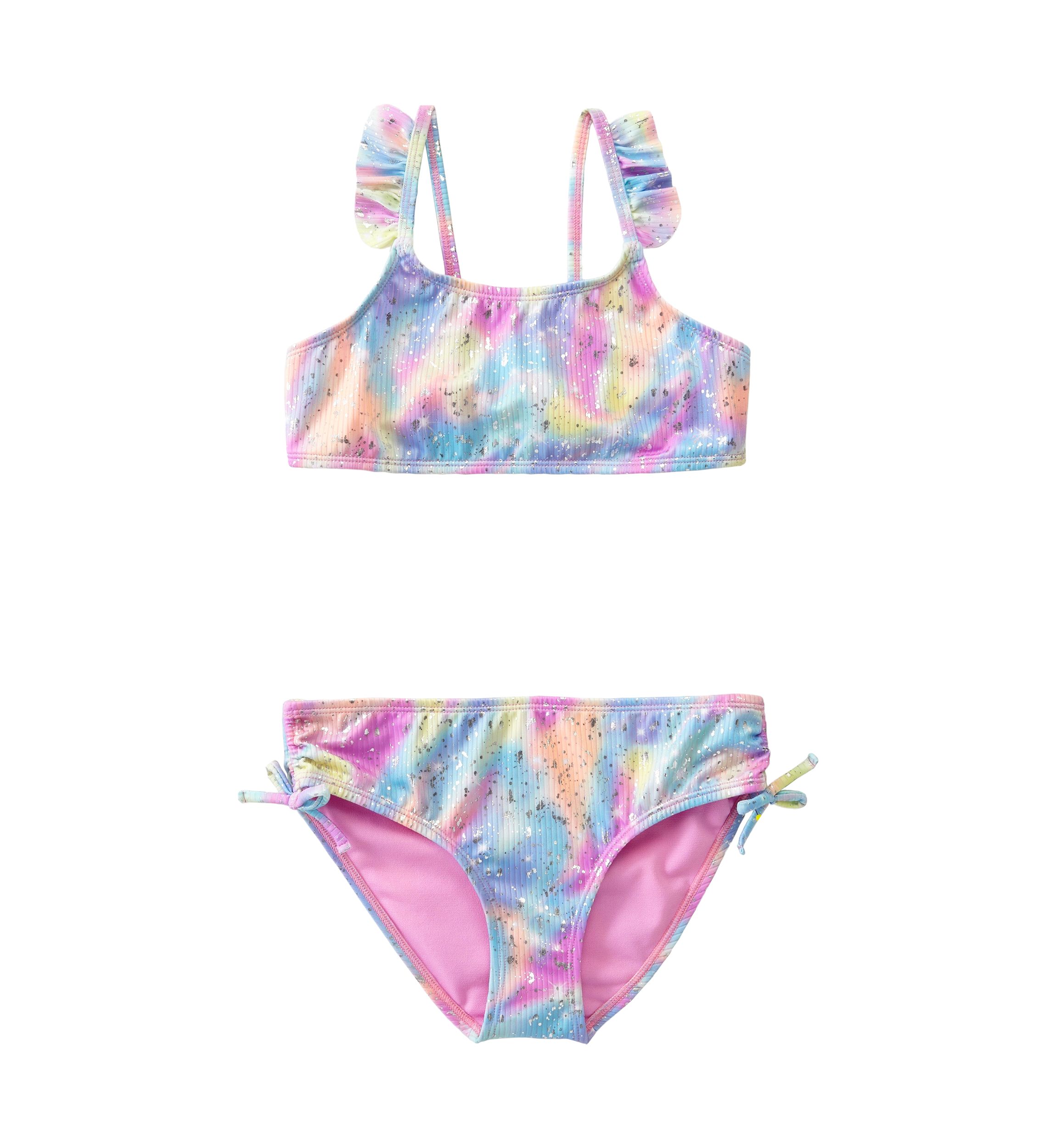 Girls 7-16 Two Piece Flutter Sleeve Swimsuit