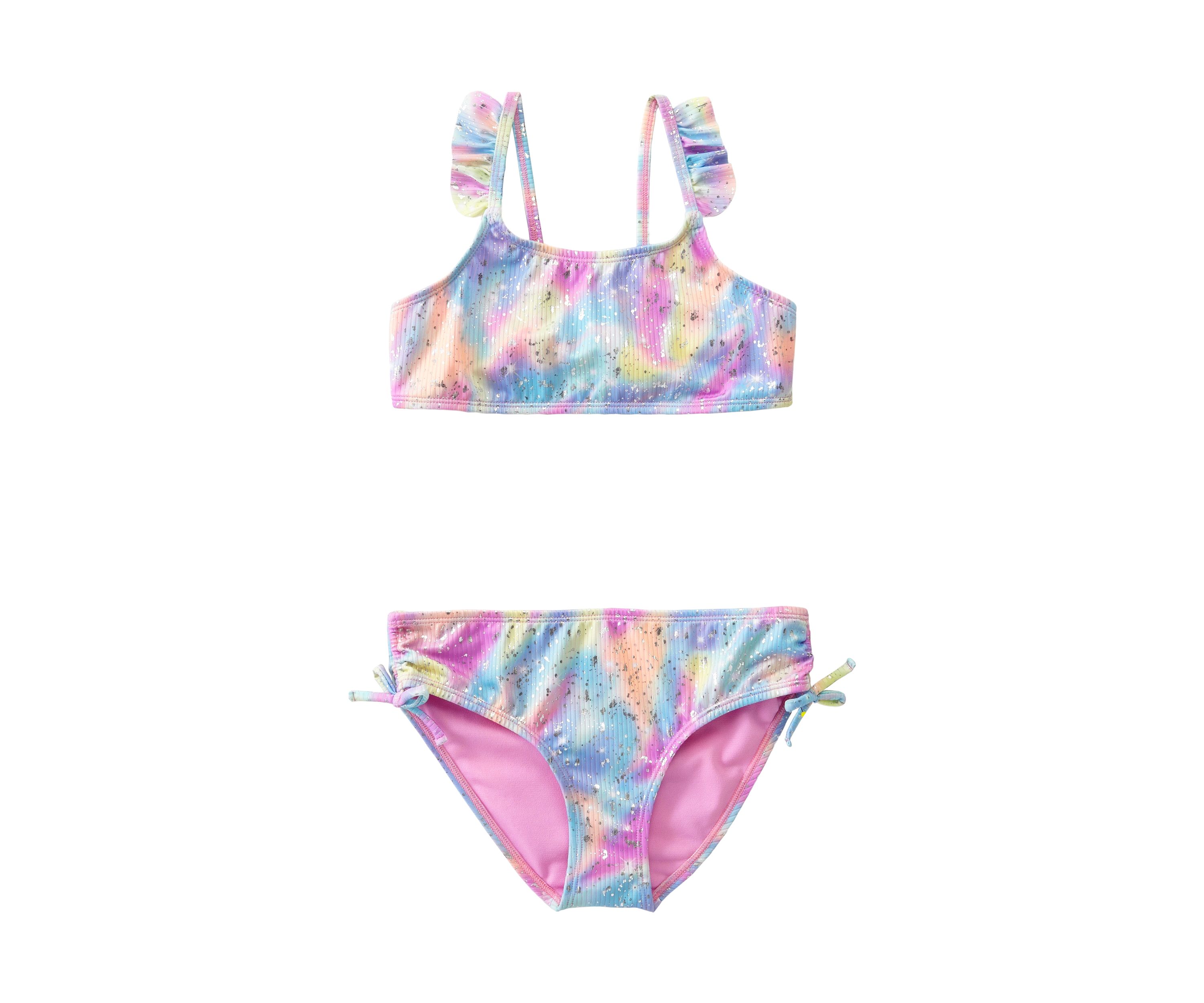 Girls 7-16 Two Piece Flutter Sleeve Swimsuit
