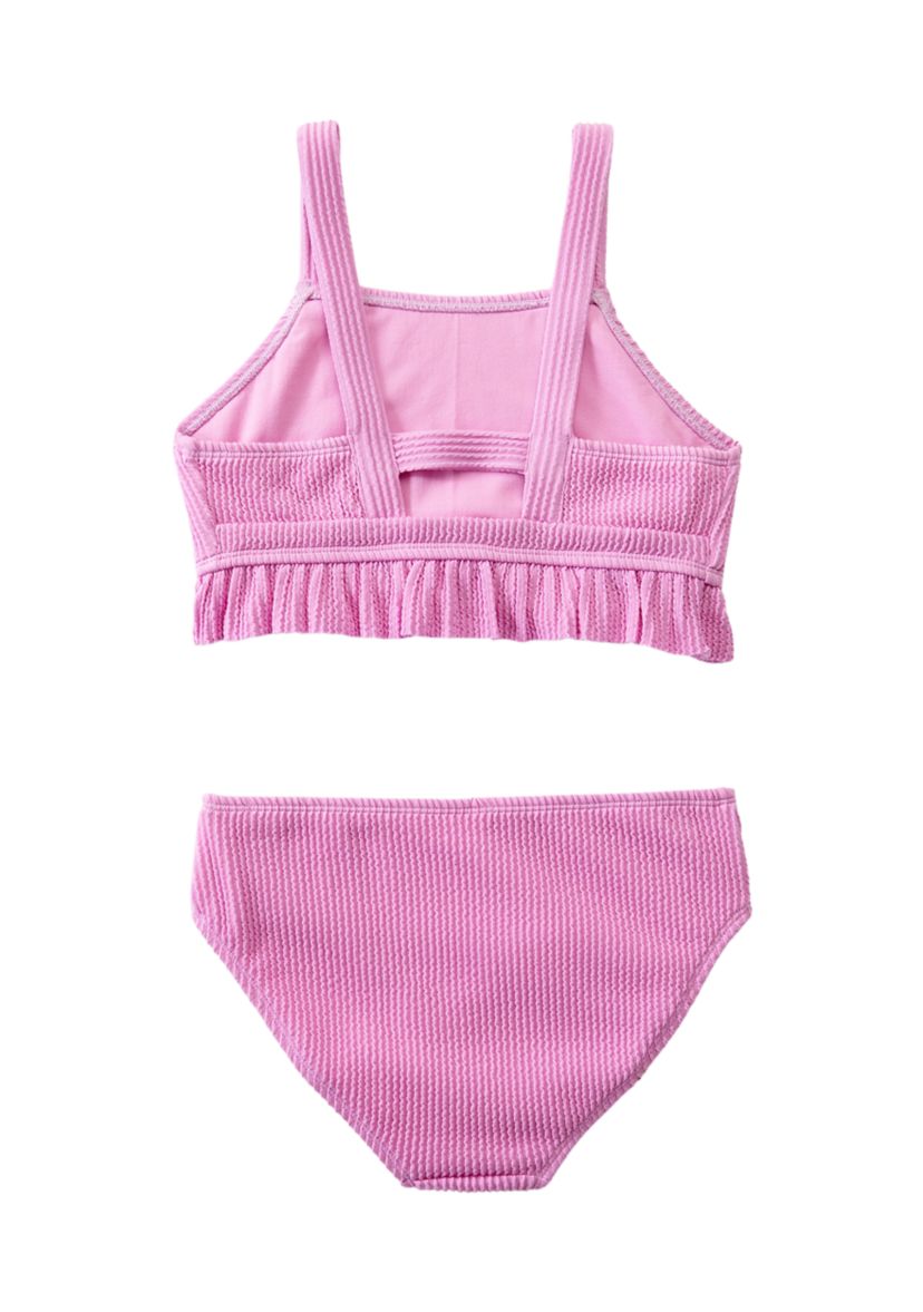 Girls 7-16 2 Piece Ruffle Hem Swimsuit