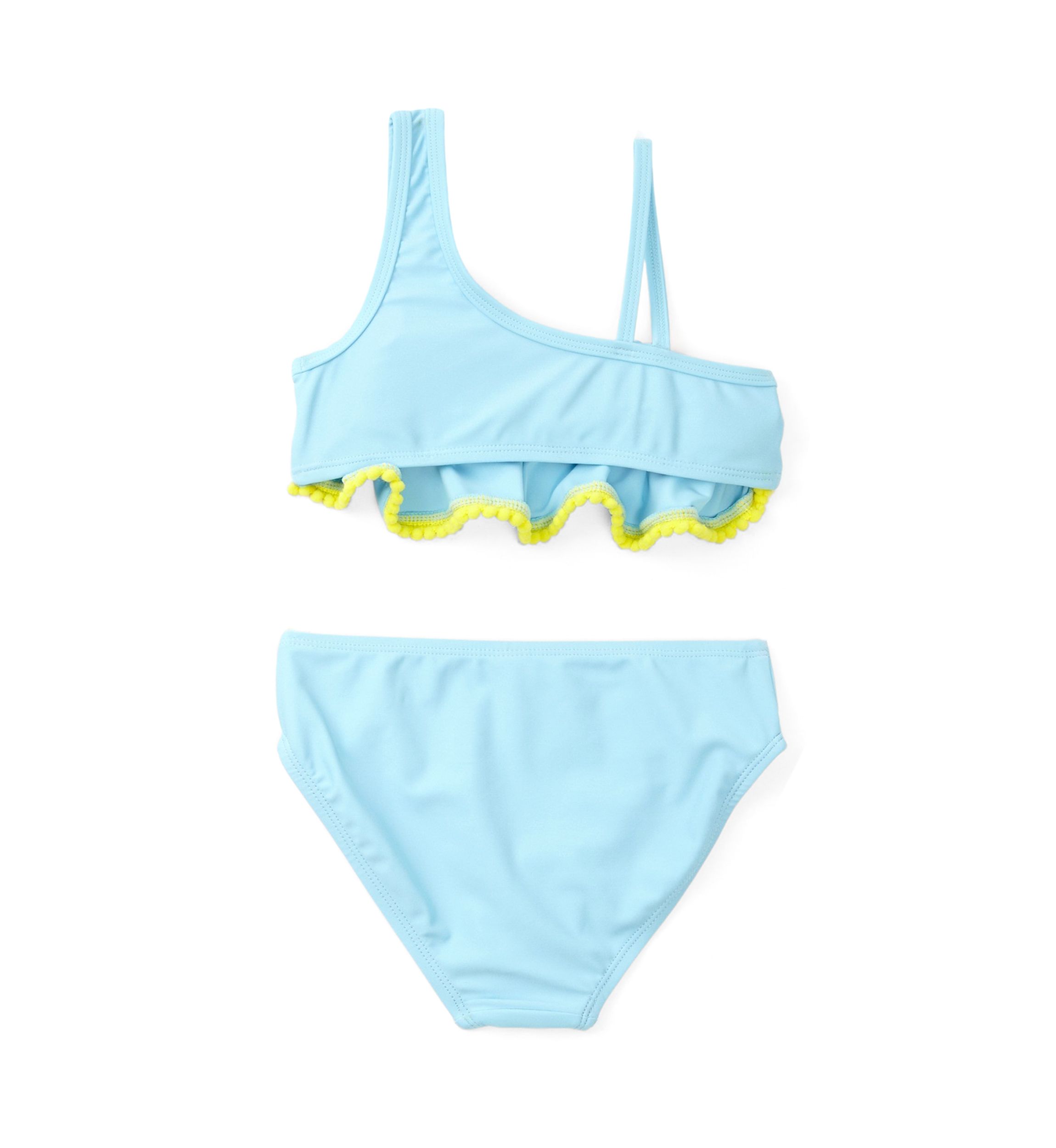 Girls 4-6x 2 Piece Ruffle Pom Pom Swimsuit 