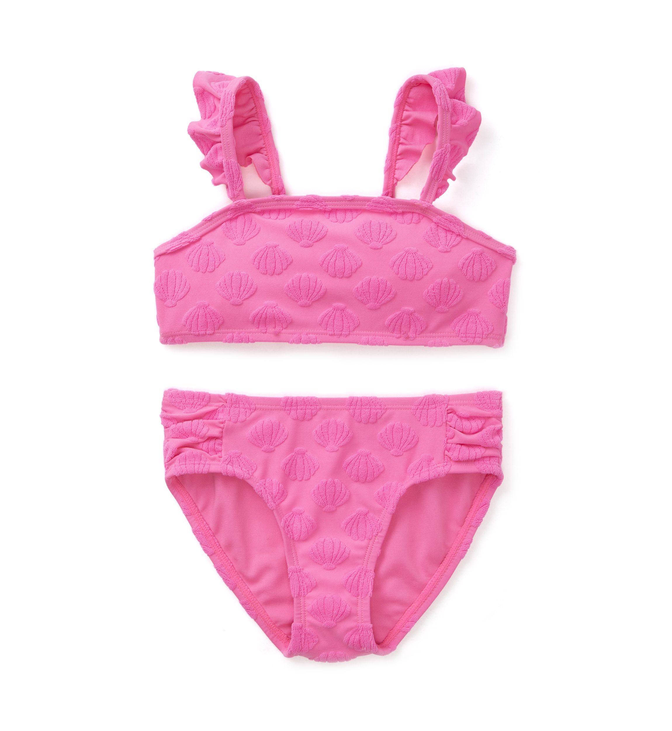 Girls 4-6x 2 Piece Shell Texture Swimsuit