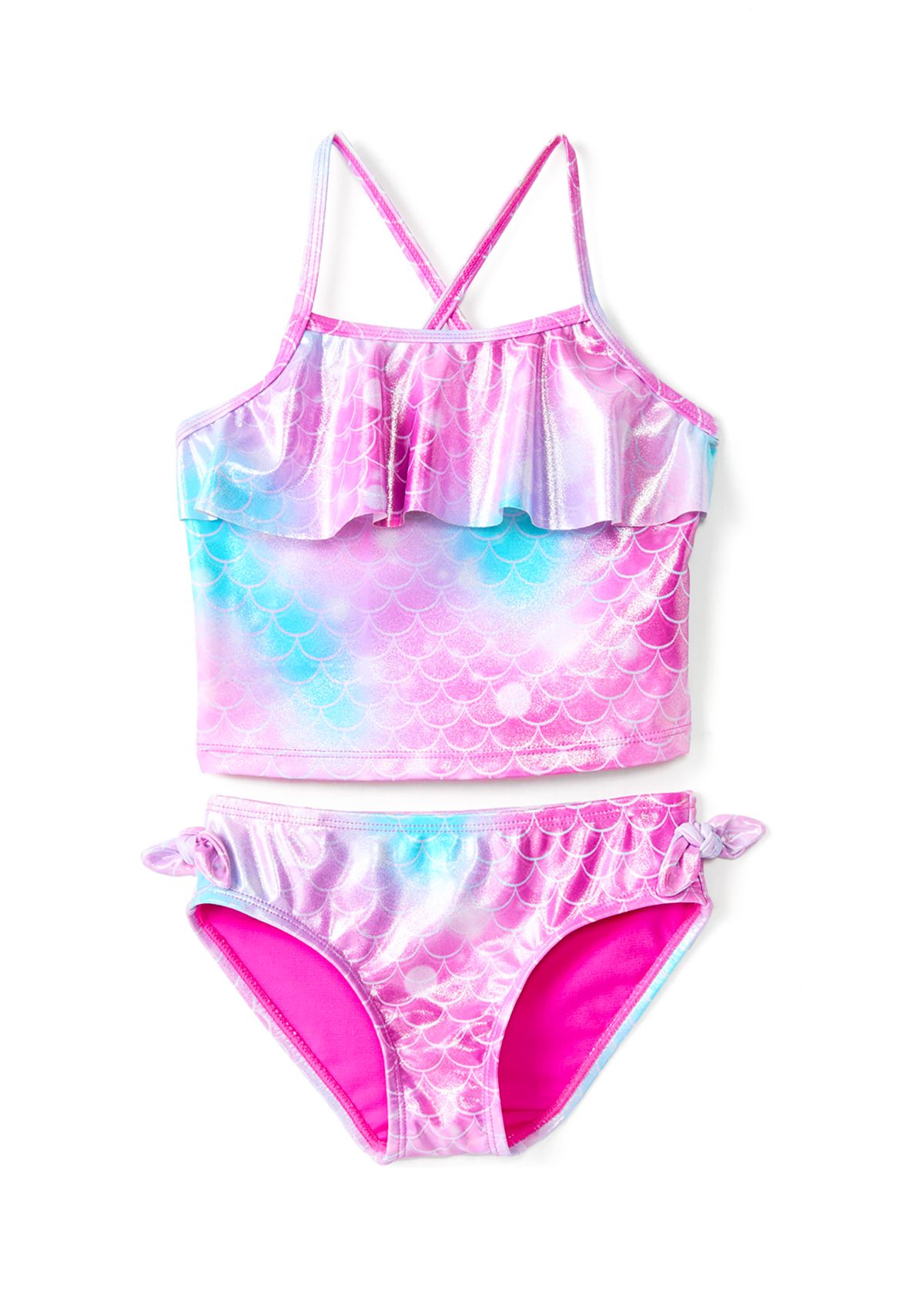 Girls 4-6x Mermaid Ruffle Swim Top and Bottoms Set