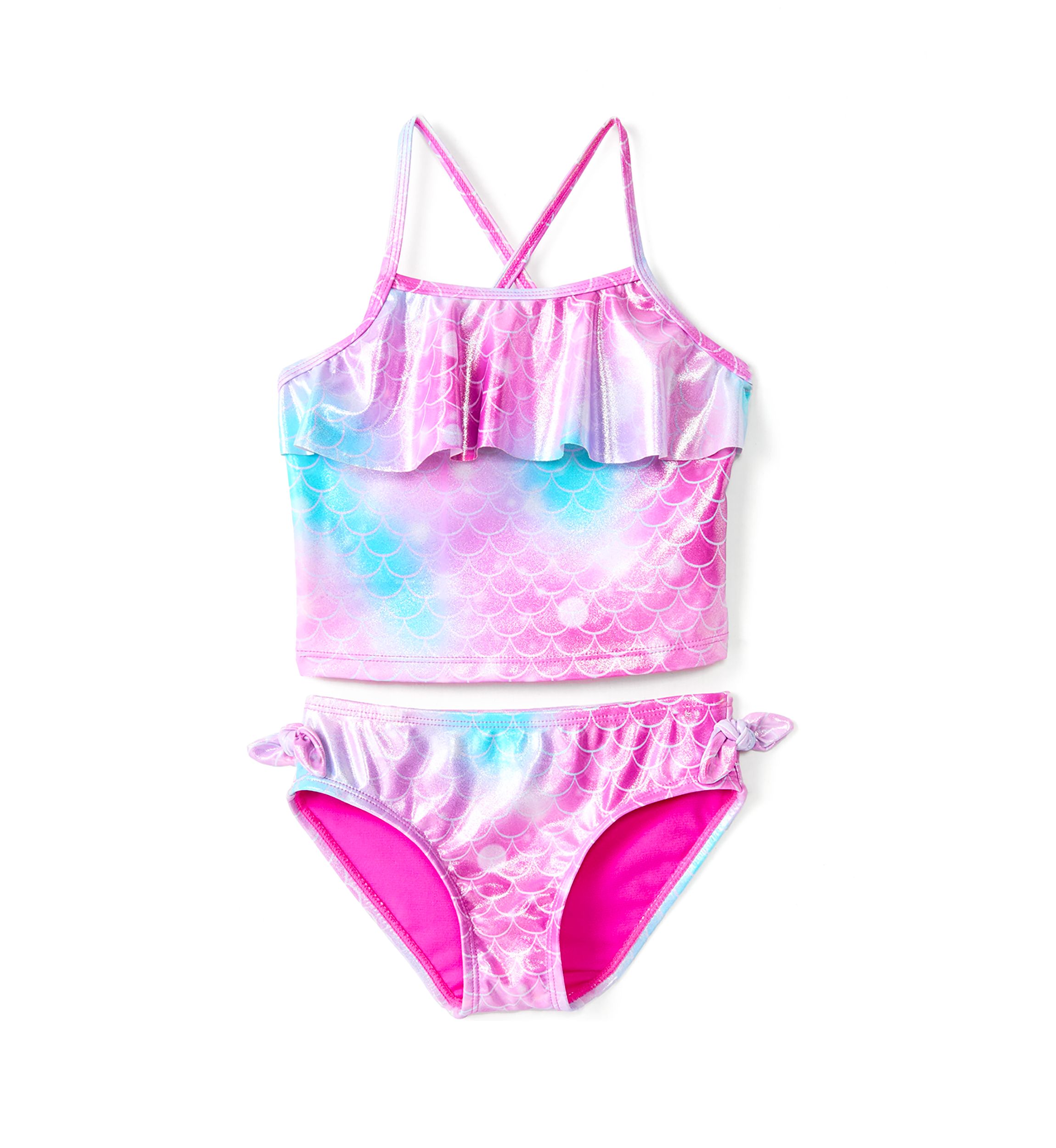 Girls 4-6x Mermaid Ruffle Swim Top and Bottoms Set
