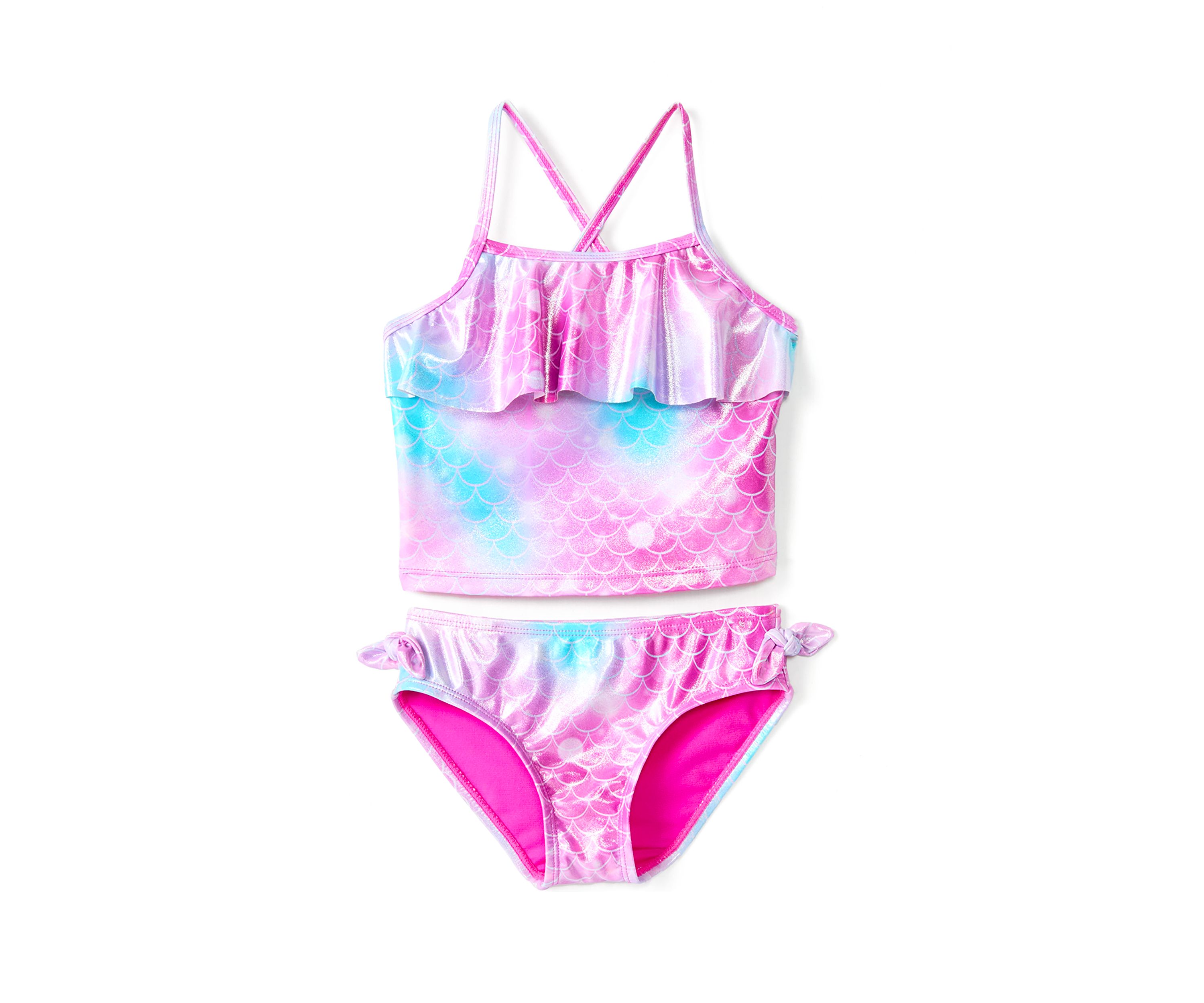 Girls 4-6x Mermaid Ruffle Swim Top and Bottoms Set