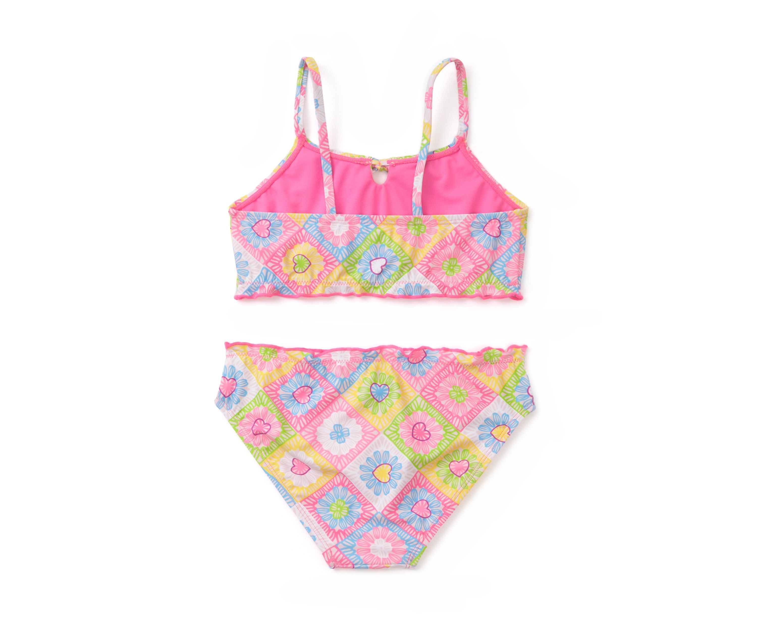 Girls 7-16 Crochet Quilted Lettuce Edge Two Piece Swimsuit