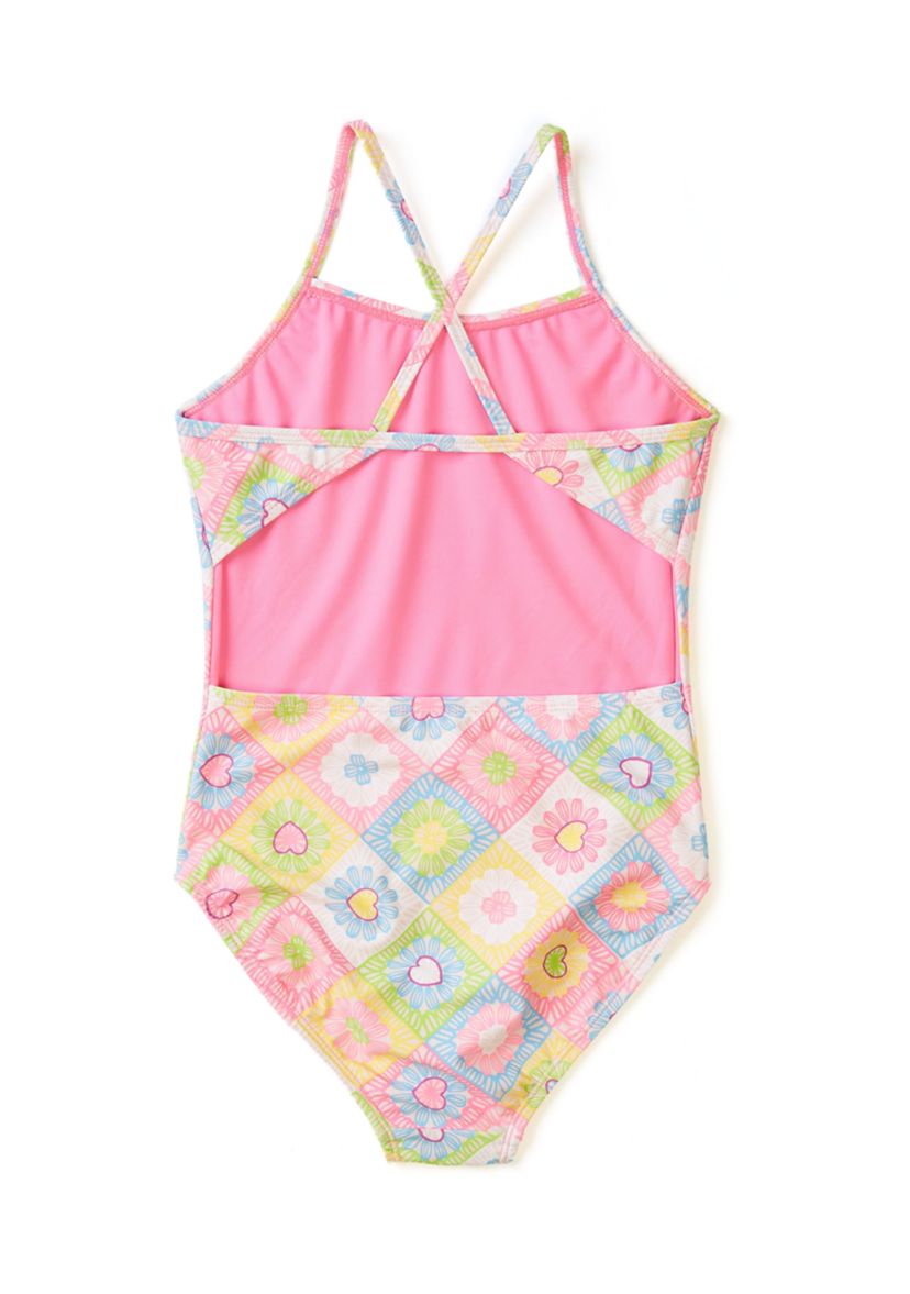 Girls 7-16 Crochet Craze Printed One Piece Swimsuit 