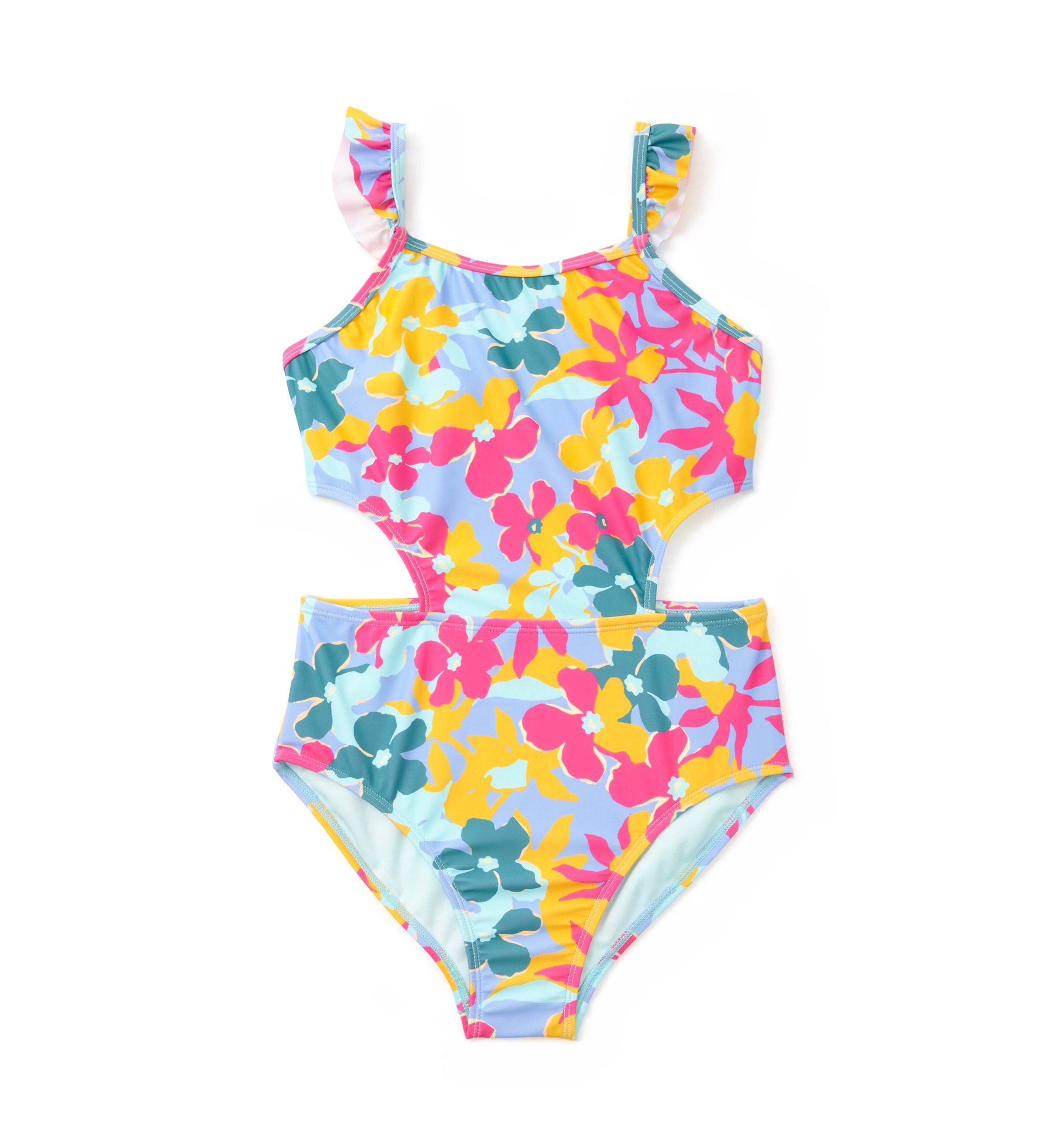 Girls 7-16 Daisy Flutter Cutout One Piece Swimsuit