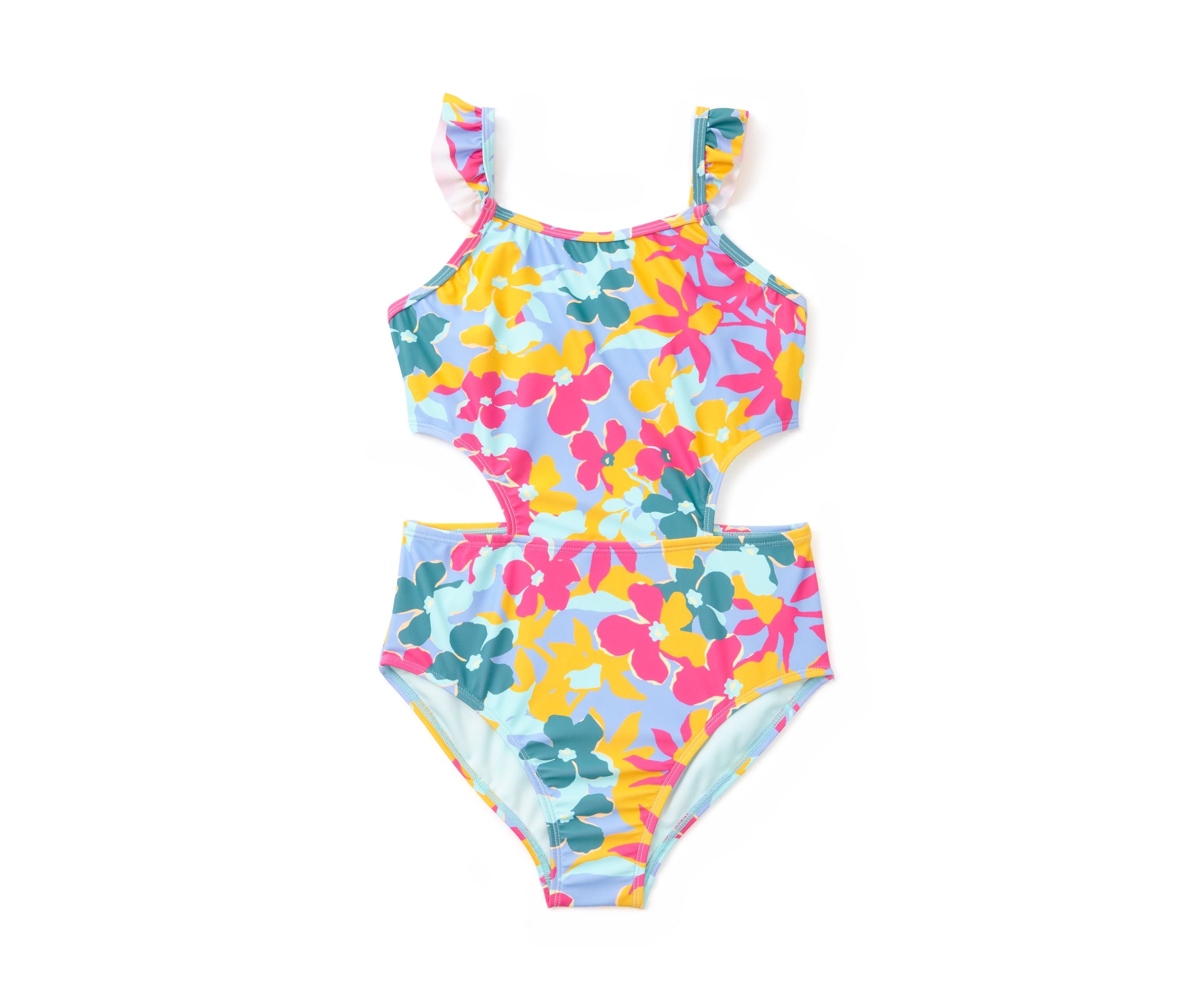 Girls 7-16 Daisy Flutter Cutout One Piece Swimsuit