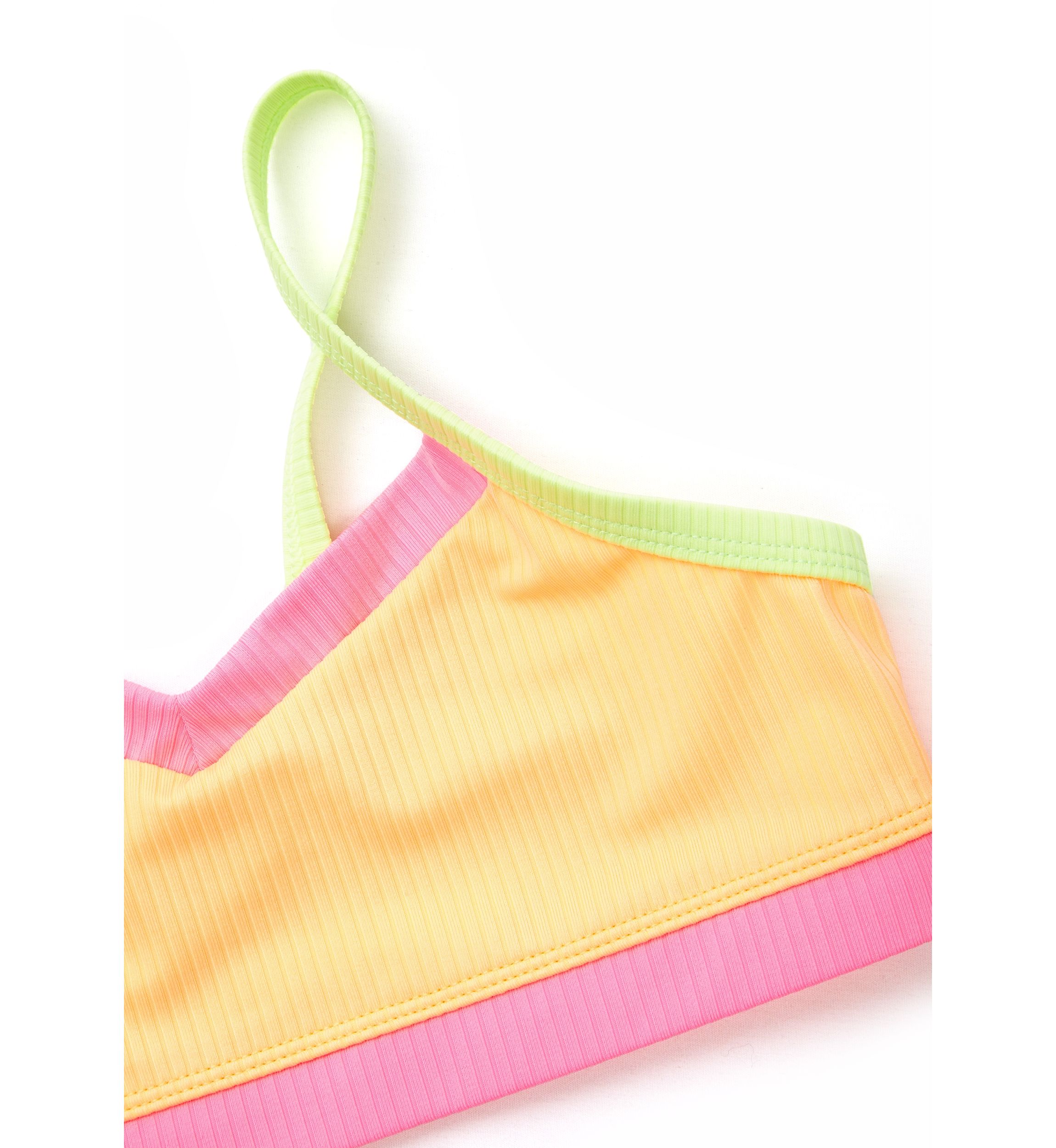 Girls 7-16 Color Blocked Ribbed Knit Two Piece Swimsuit