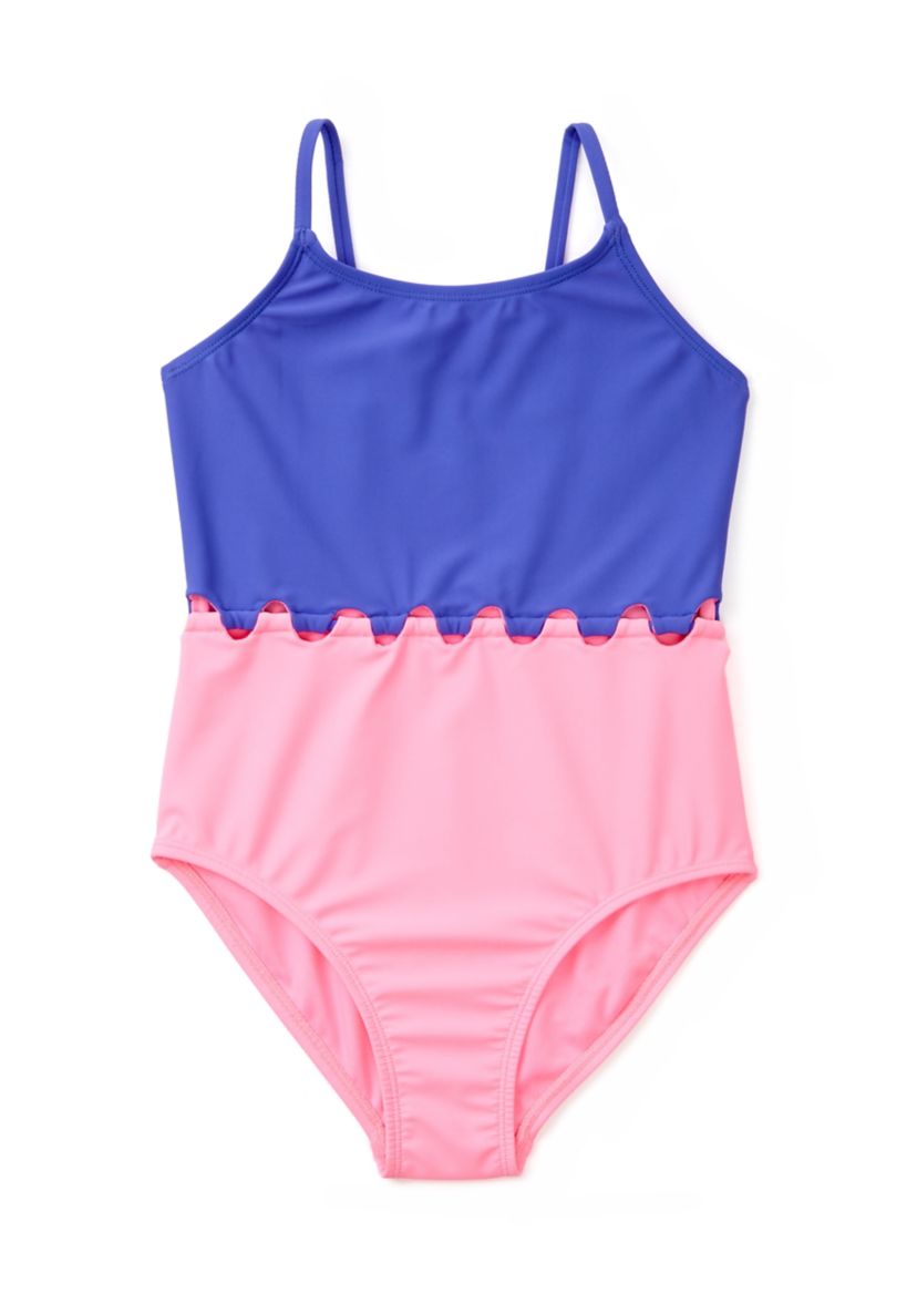 Girls 7-16 Cool Loop Color Block One Piece Swimsuit